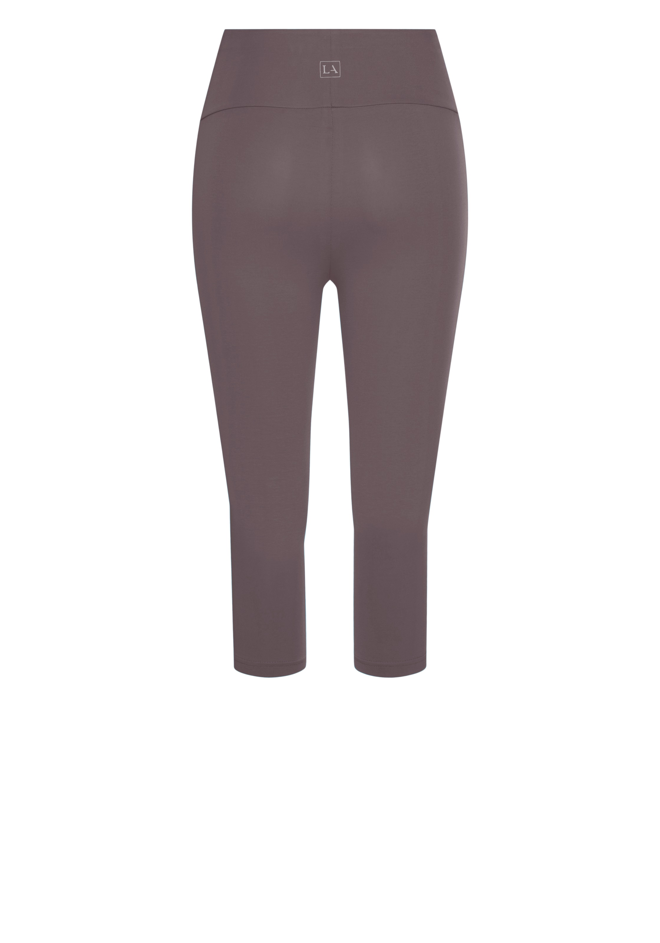 Caprileggings LASCANA, Damen, Gr. 48/50, N-Gr, grau (taupe), Single Jersey, Obermaterial: 95% Baumwolle, 5% Elasthan, unifarben, Basic, Basic kniebedeckend, Hosen, mit breitem, weichen Bündchen 2