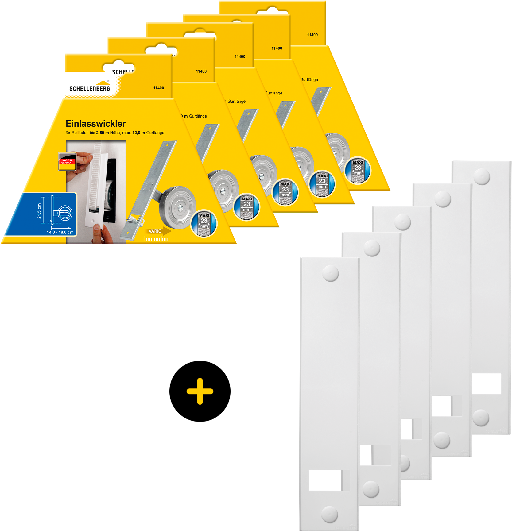 SCHELLENBERG "Unterputz, inkl. Abdeckplatte weiß" Set, 5 Stk. tlg. 21,5 cm Lochabstand für das Rollladensystem Maxi