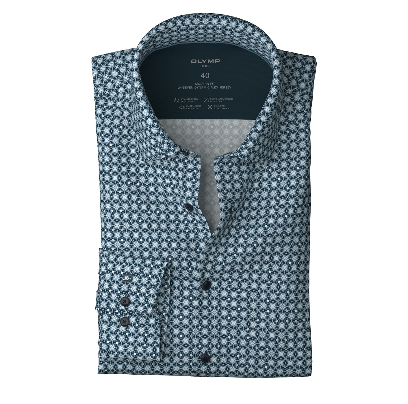 OLYMP Langarmhemd »24/7 - Luxor«, atmungsaktiv, modern fit, New-Kentkragen, Flex Jersey