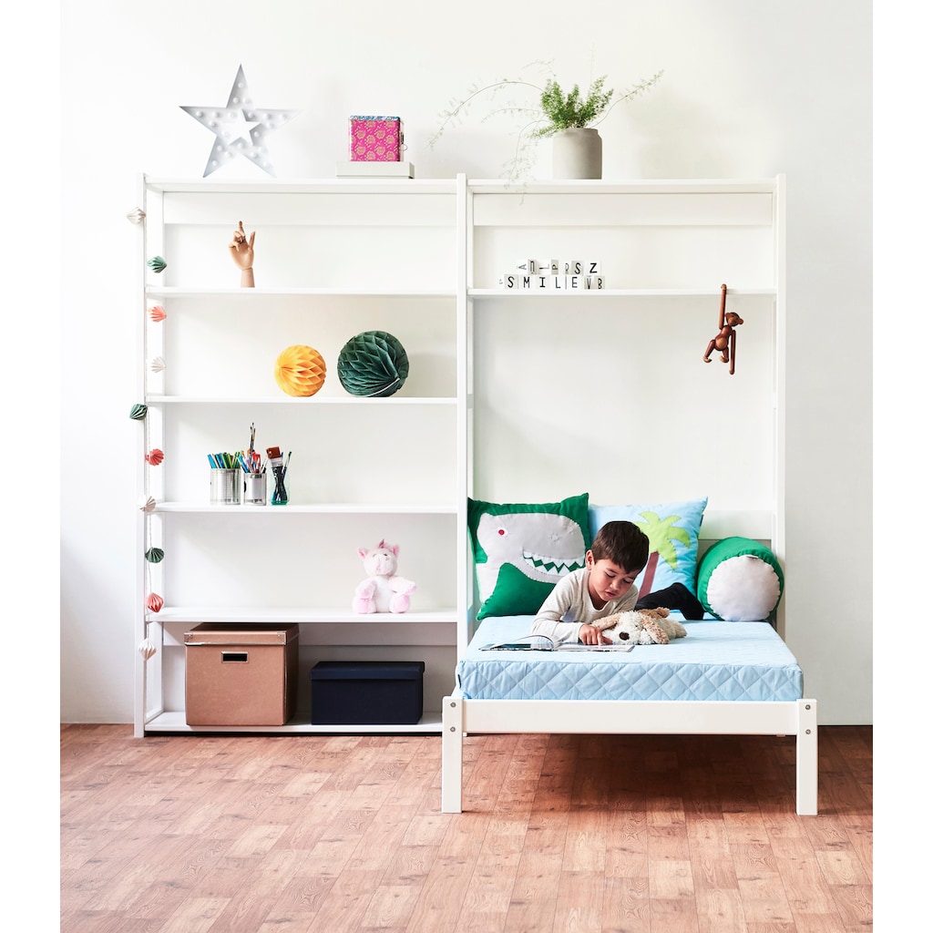 Hoppekids Jugendzimmer-Set »STOREY«, (Set, 16 St., Kinderbett, Rollrost, Schaummatratze, Regalsystem, 8 Einlegeböden)