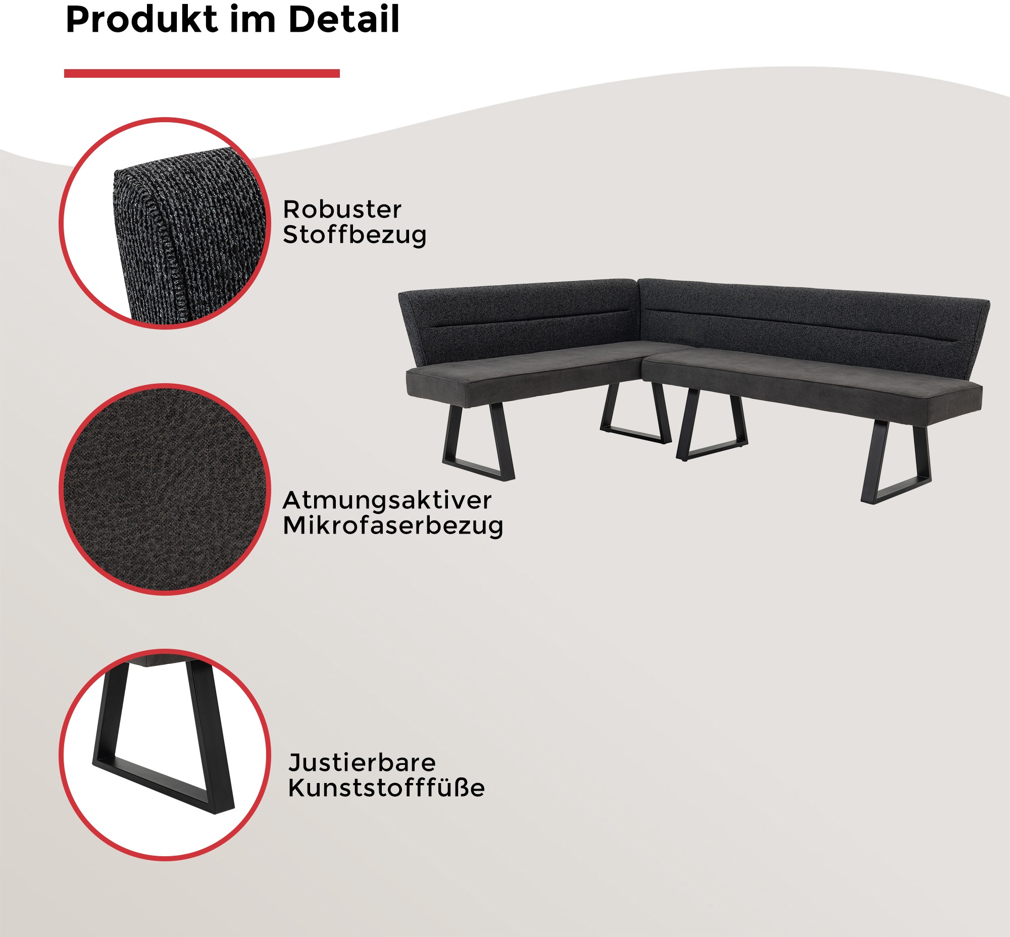 Thumbnail - Duo Collection Eckbank "Alena" 1 Stk. tlg. beidseitig montierbar, Taschenfederkern