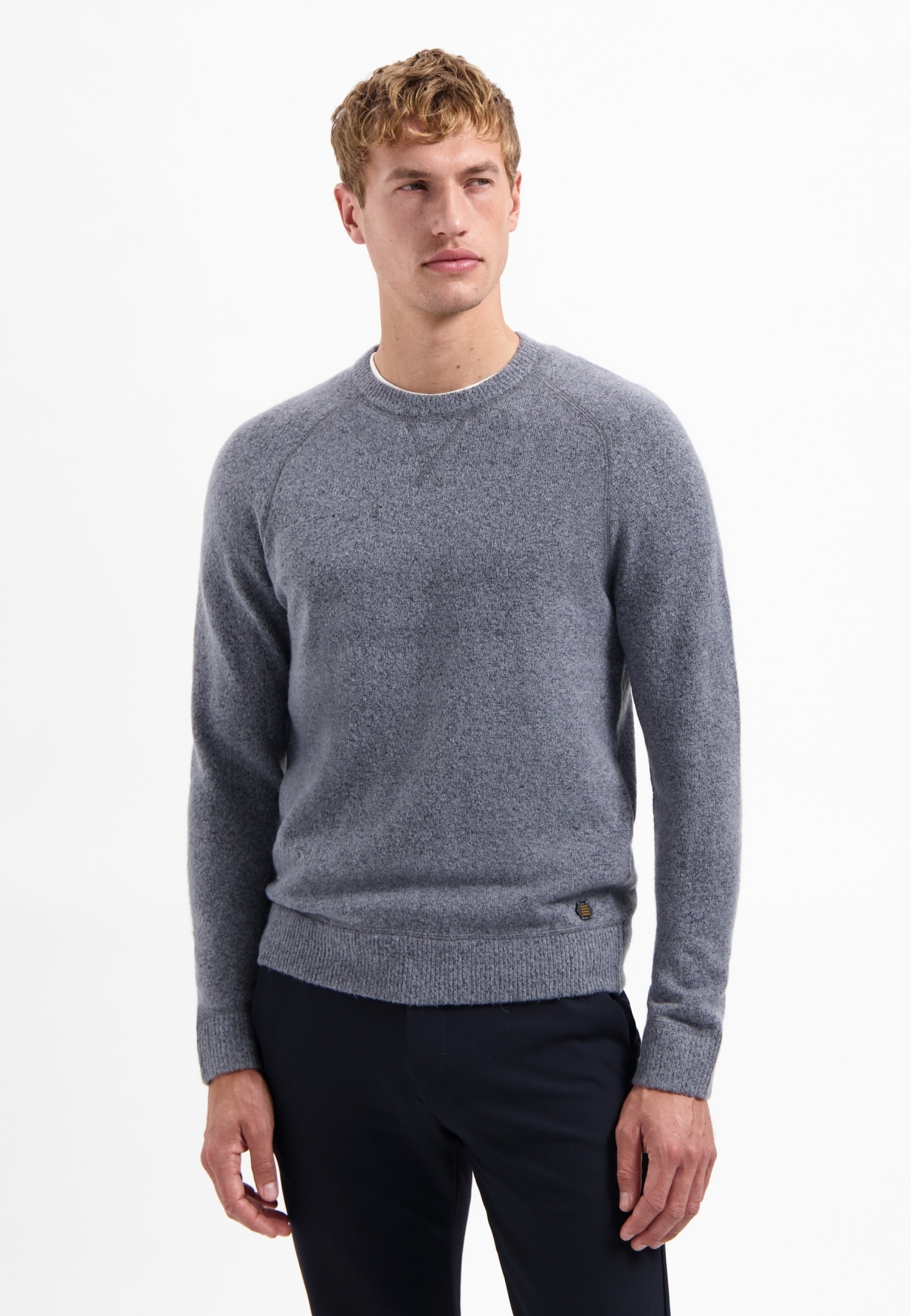 NO EXCESS V-Ausschnitt-Pullover "No Excess Melierter Wollpullover" günstig online kaufen
