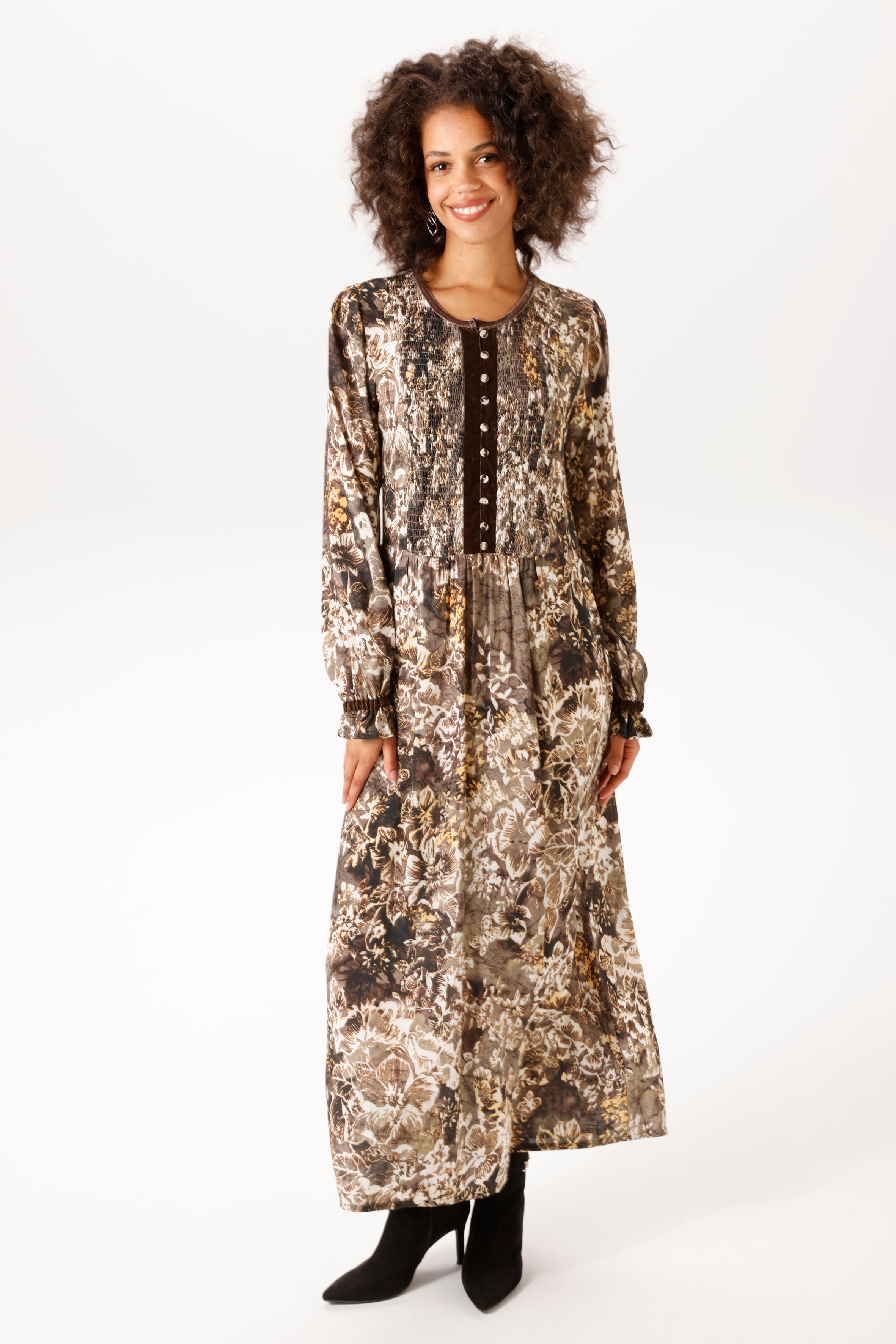 Aniston CASUAL Maxikleid mit farbharmonischen Blumendruck - NEUE KOLLEKTION