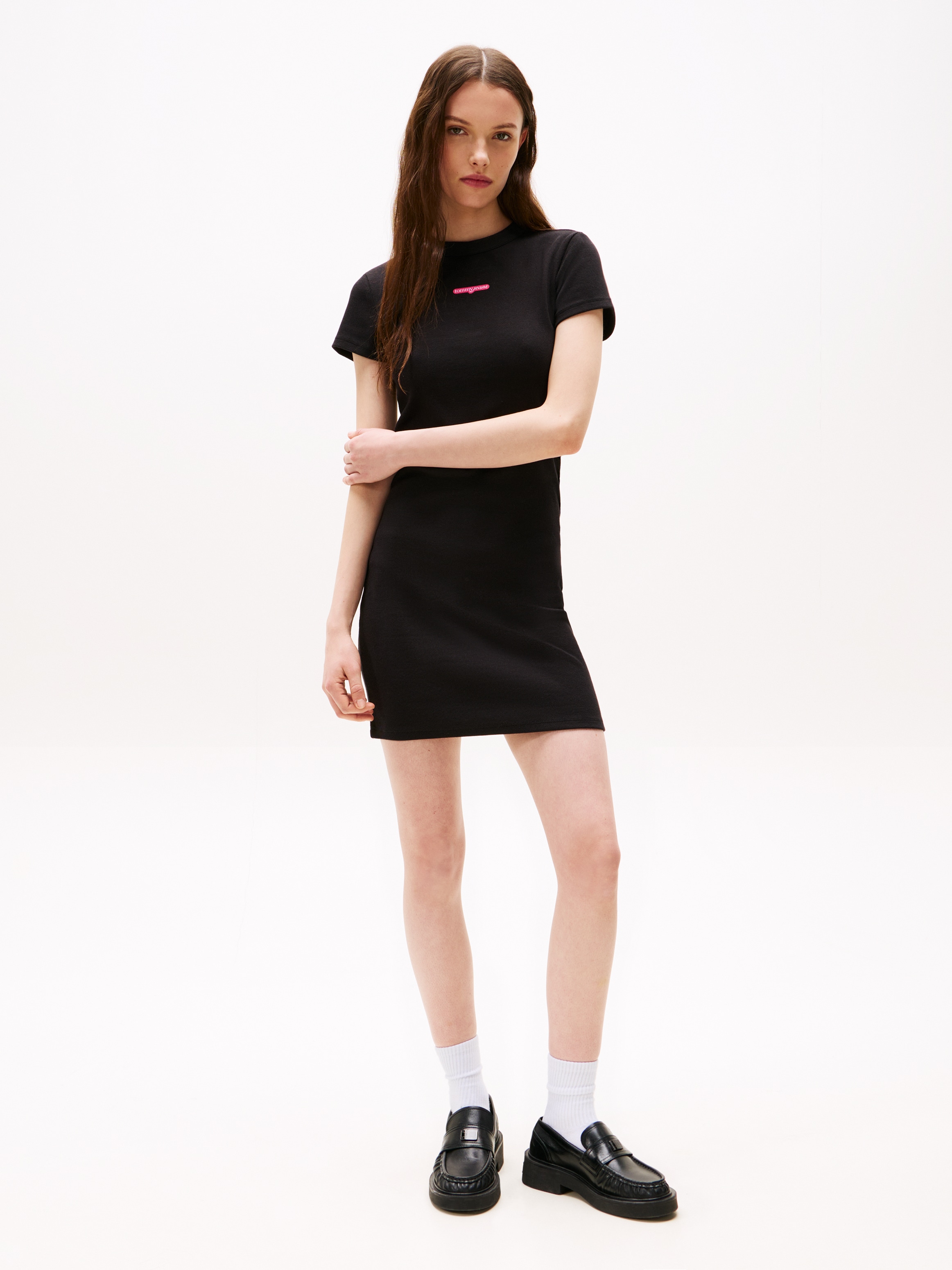 Tommy Jeans Jerseykleid "TJW SCRIPT MINI RIB DRESS EXT" günstig online kaufen