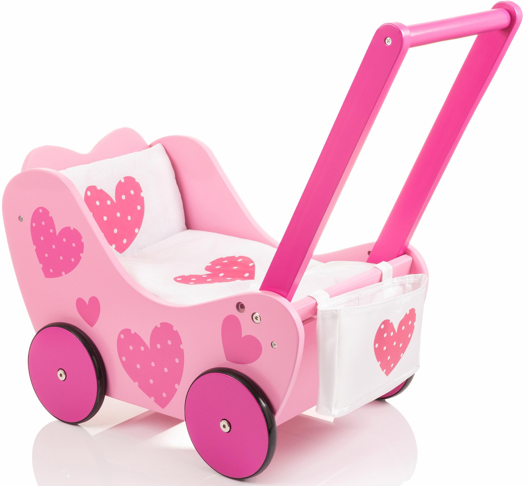 Sun Puppenwagen »Speedy Herzchen rosa«, aus Holz