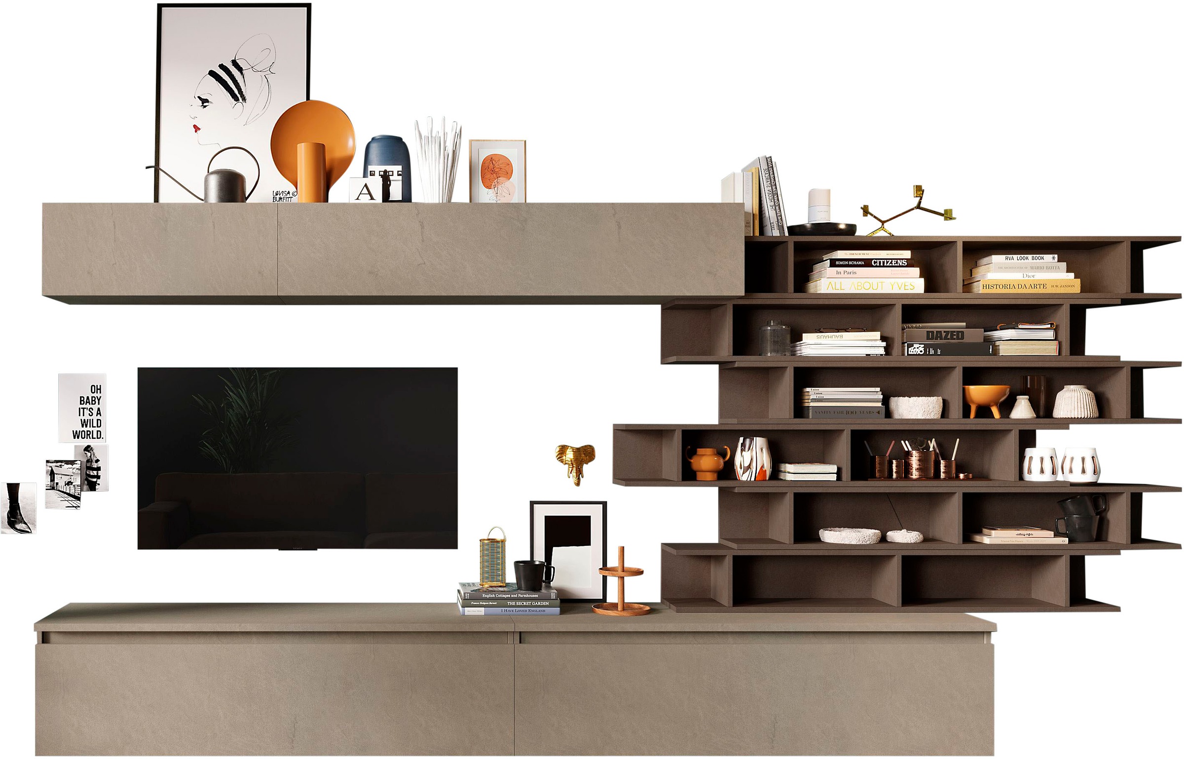 Home affaire Wohnwand "Infinity, 10tlg. Breite 345 cm, Höhe variabel, Schra günstig online kaufen