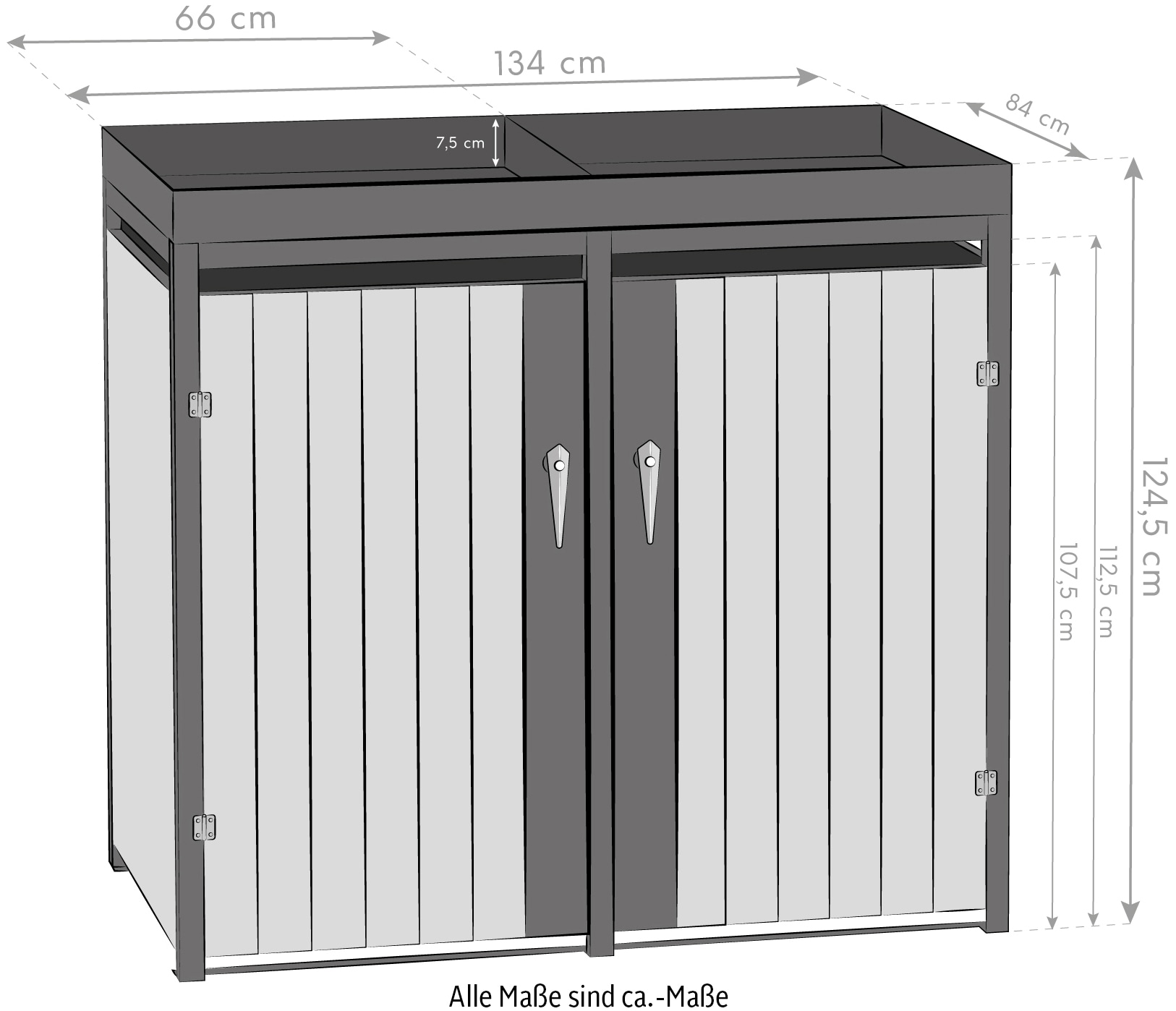 WESTMANN Mülltonnenbox »WMHHWTC-62«, für 2x240 l, BxTxH: 134x84x125 cm