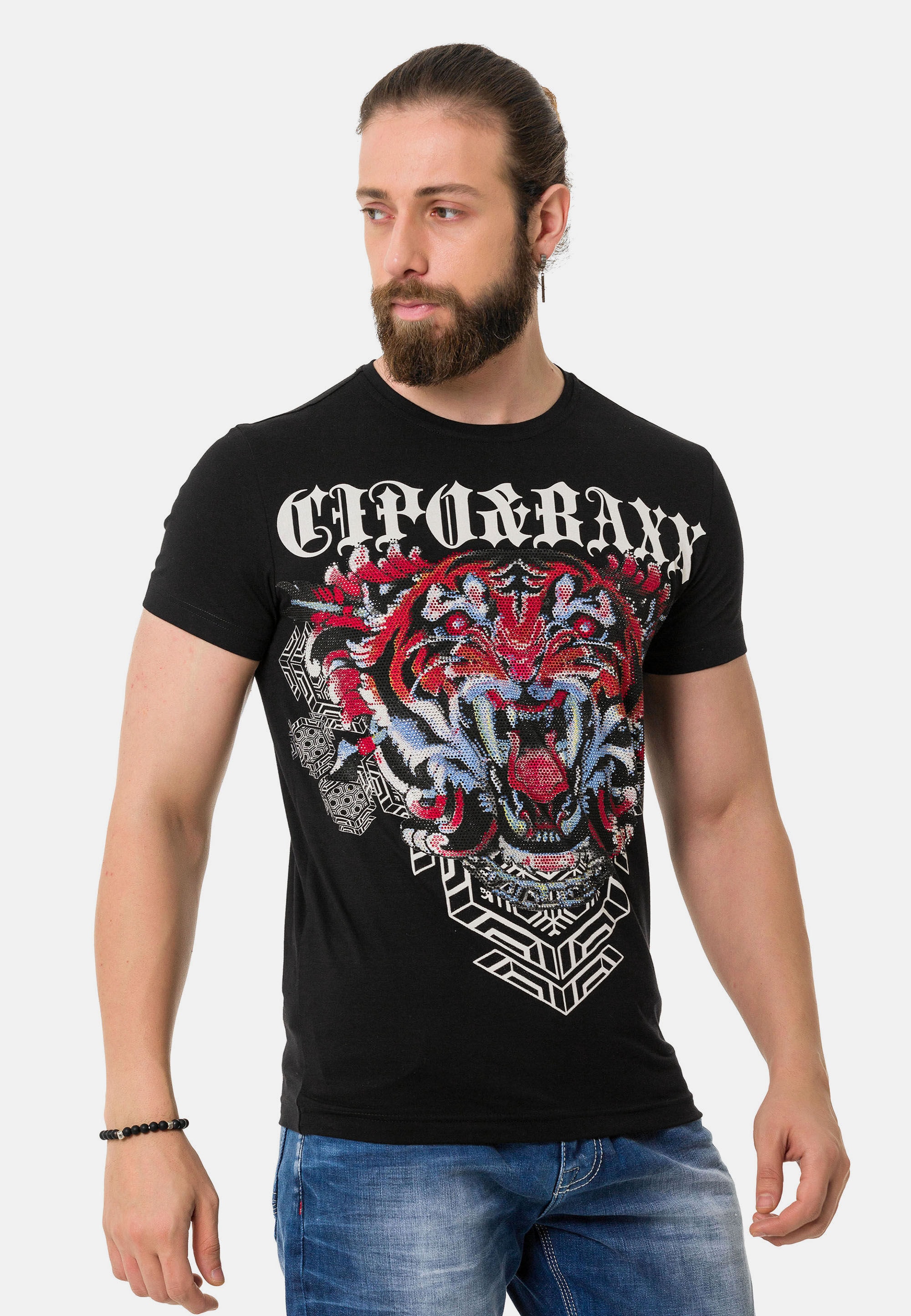 Cipo & Baxx T-Shirt "T-Shirt", mit Löwen-Grafikdruck günstig online kaufen