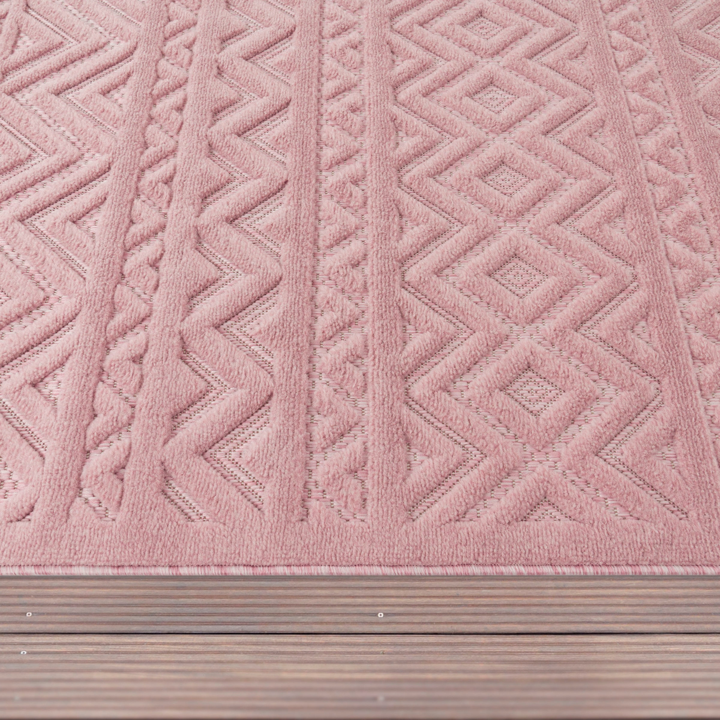 Muster, Outdoor BAUR Paco Rauten 673«, rechteckig, Effekt, »Livorno Scandi, Teppich Rechnung | geeignet Home Uni-Farben, Hoch-Tief auf