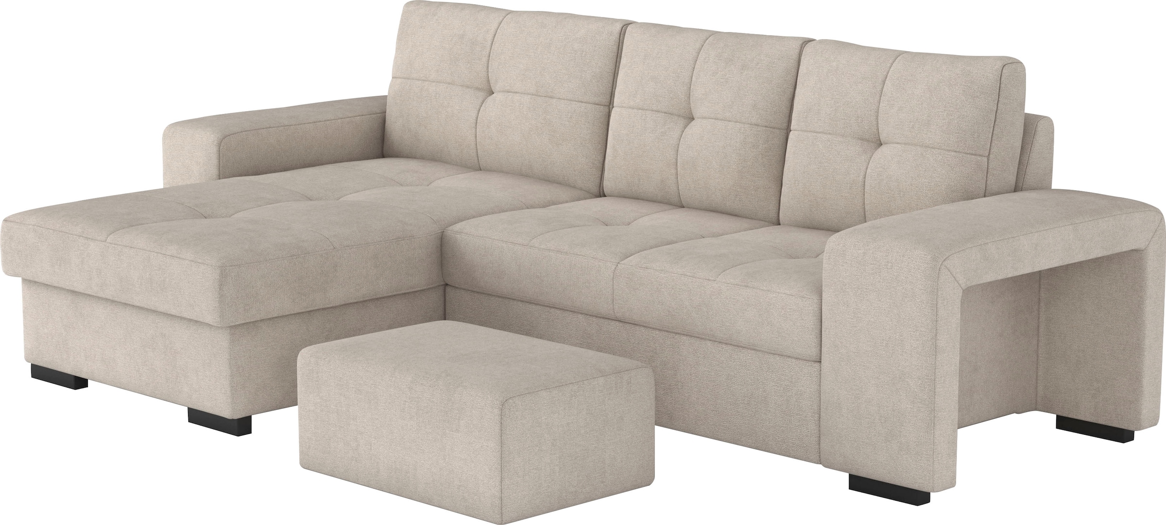 COTTA Ecksofa »Mattina L-Form«, inkl. Hocker, wahlweise mit Bettfunktion und Bettkasten