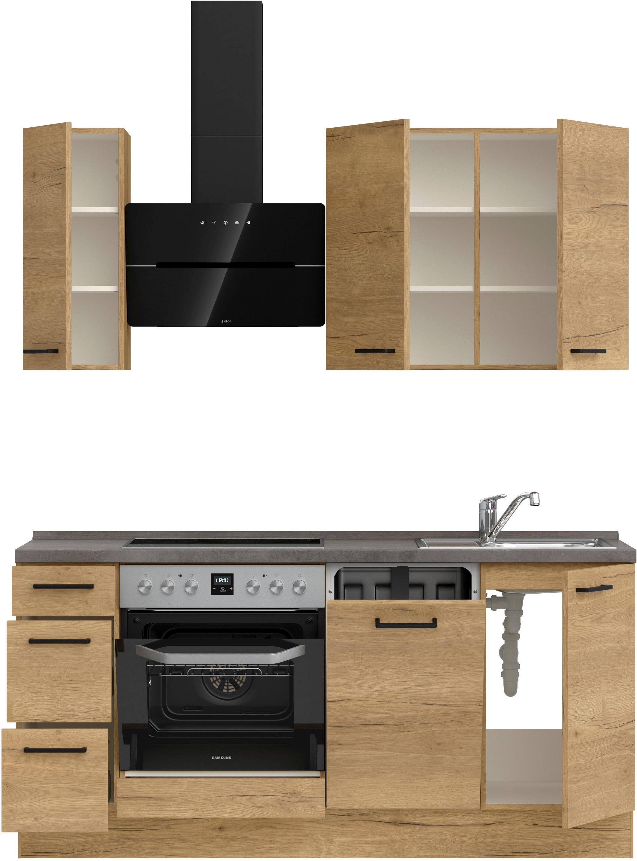 nobilia® Küchenzeile »"Structura II"«, vormontiert, Ausrichtung wählbar, Breite 180 cm, wahlw. mit E-Geräten