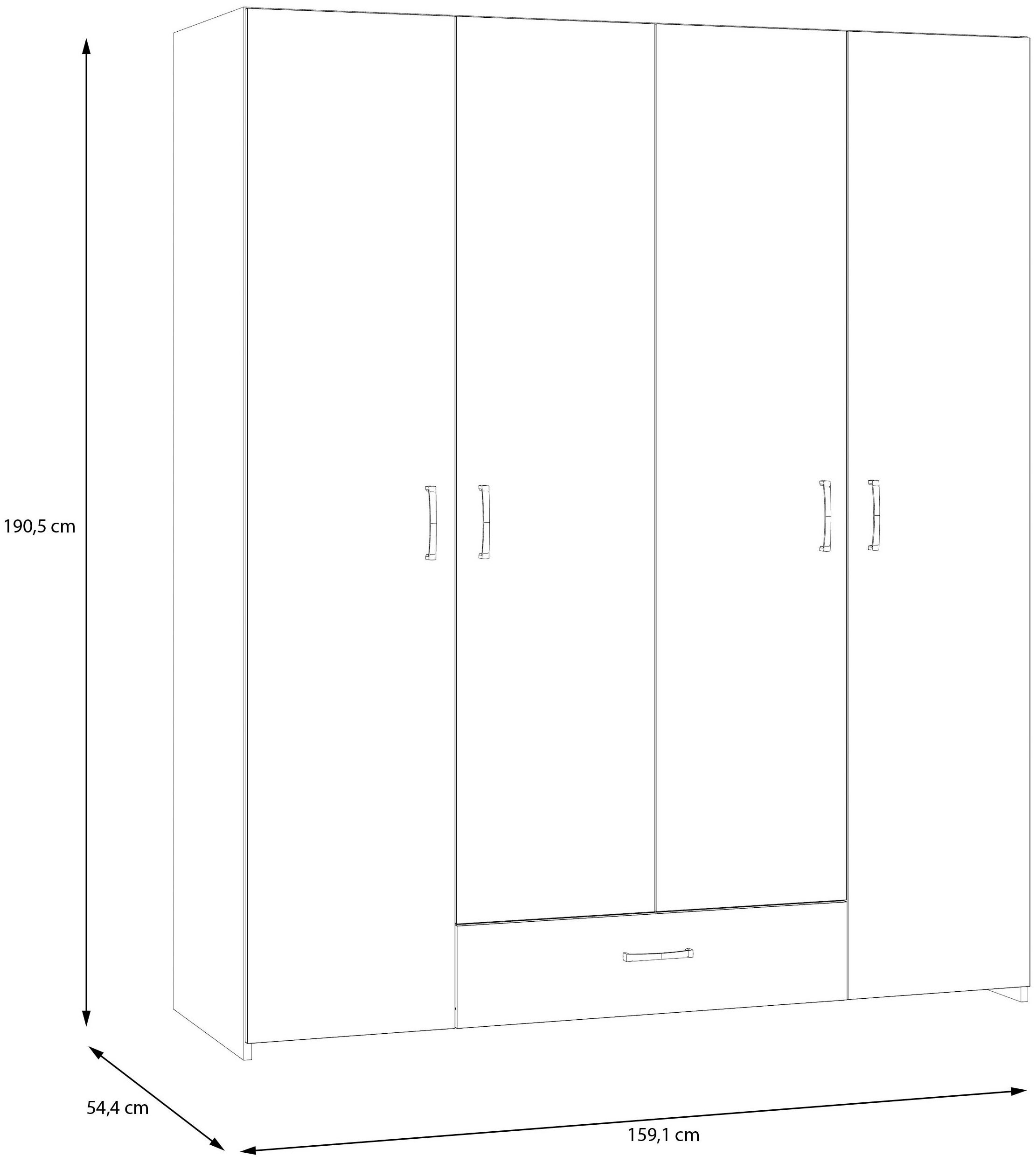 FORTE Drehtürenschrank »Econobox«, Drehtürenschrank, zeitloses Design mit alufarbigen Griffen.