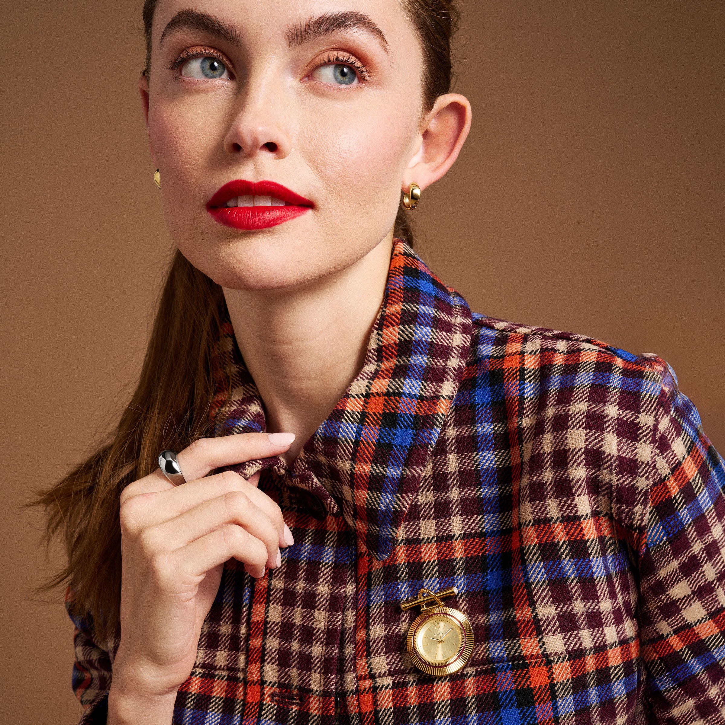 Fossil Quarzuhr »SCARLETTE«, Damenuhr, Brosche, Ansteckschmuck, ideal auch als Geschenk