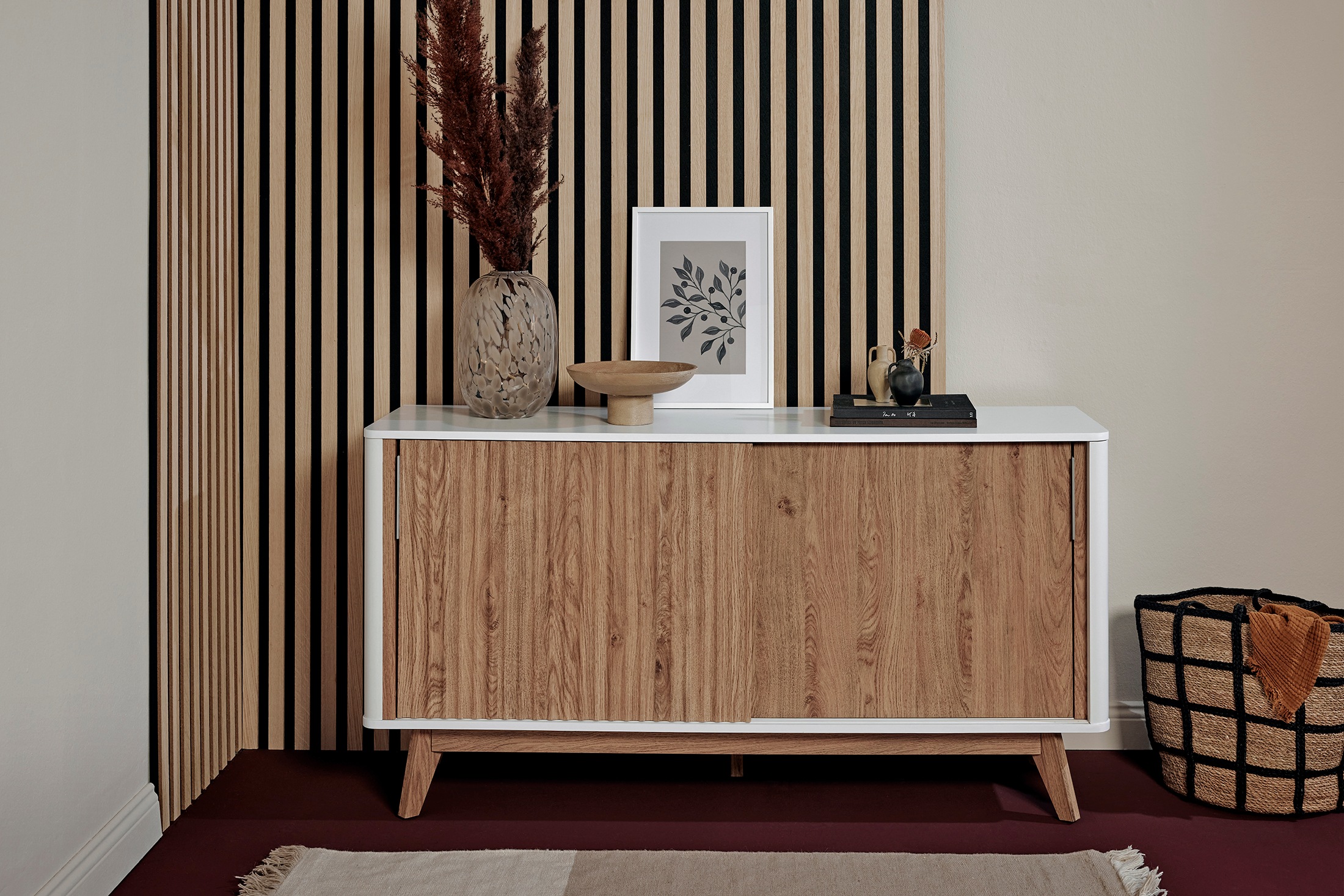 Jahnke Sideboard "WAVE SBS 145" 1 Stk. tlg. Retro-Stil, mit 2 Schiebetüren, günstig online kaufen
