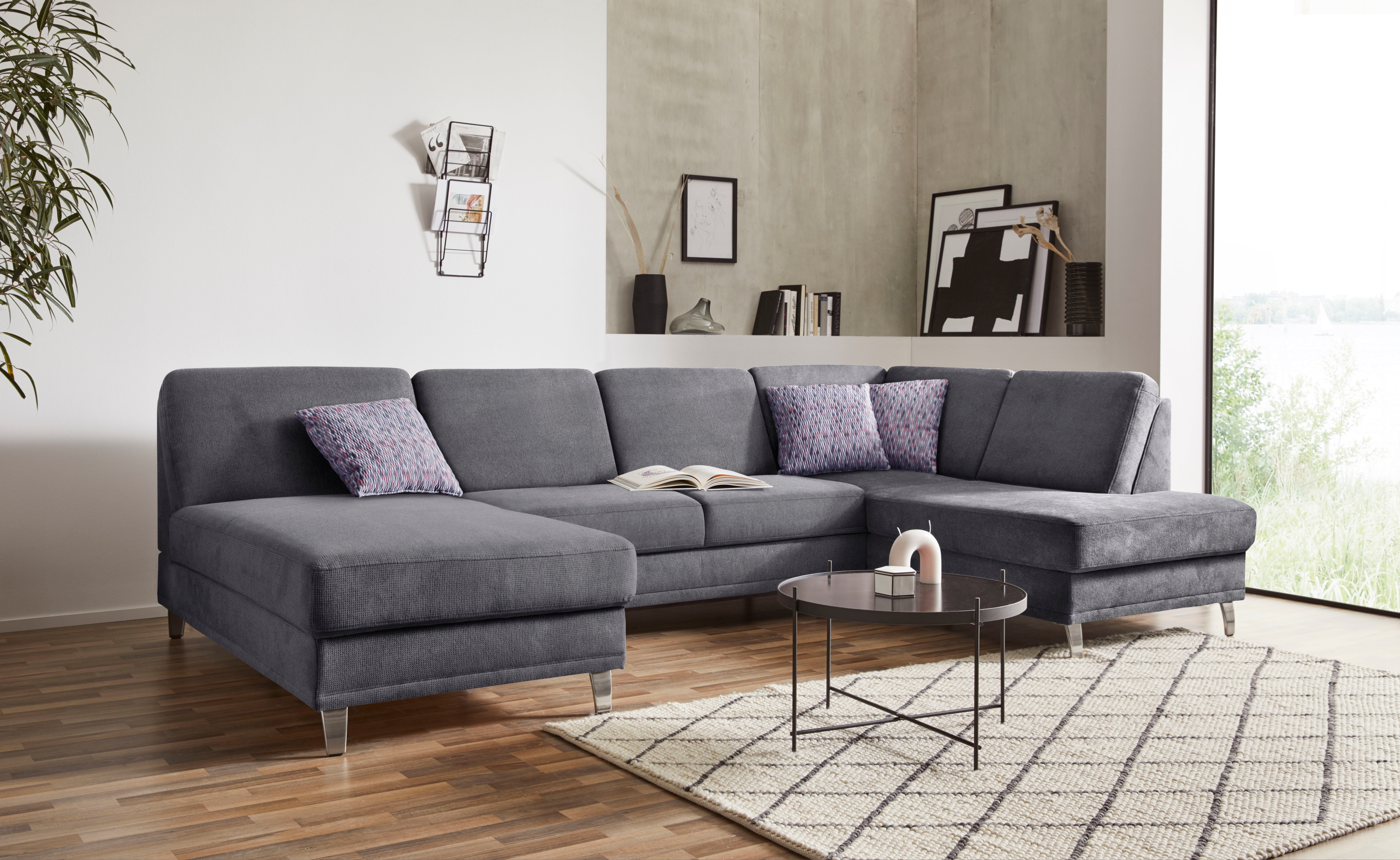 sit&more Wohnlandschaft "Clio U-Form" wahlweise mit Schlaffunktion und Bettkasten, inklusive Federkern
