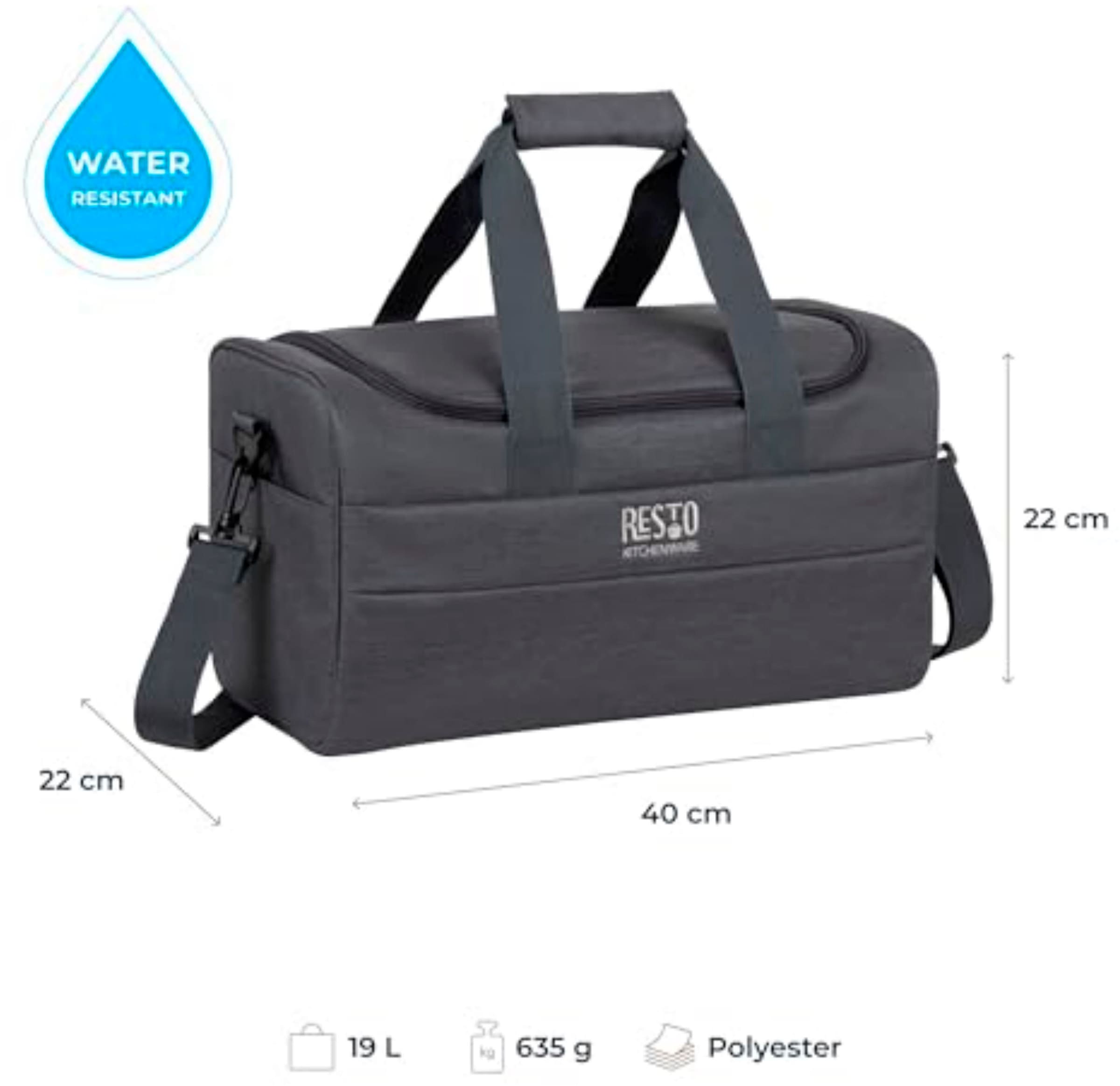 RESTO Kitchenware Kühltasche »Felis Große Lunchtasche faltbar, sportl. Picknicktasche Thermotasche«, Hermetische Sporttasche, verstellbarer Schultergurt weicher Tragegriff