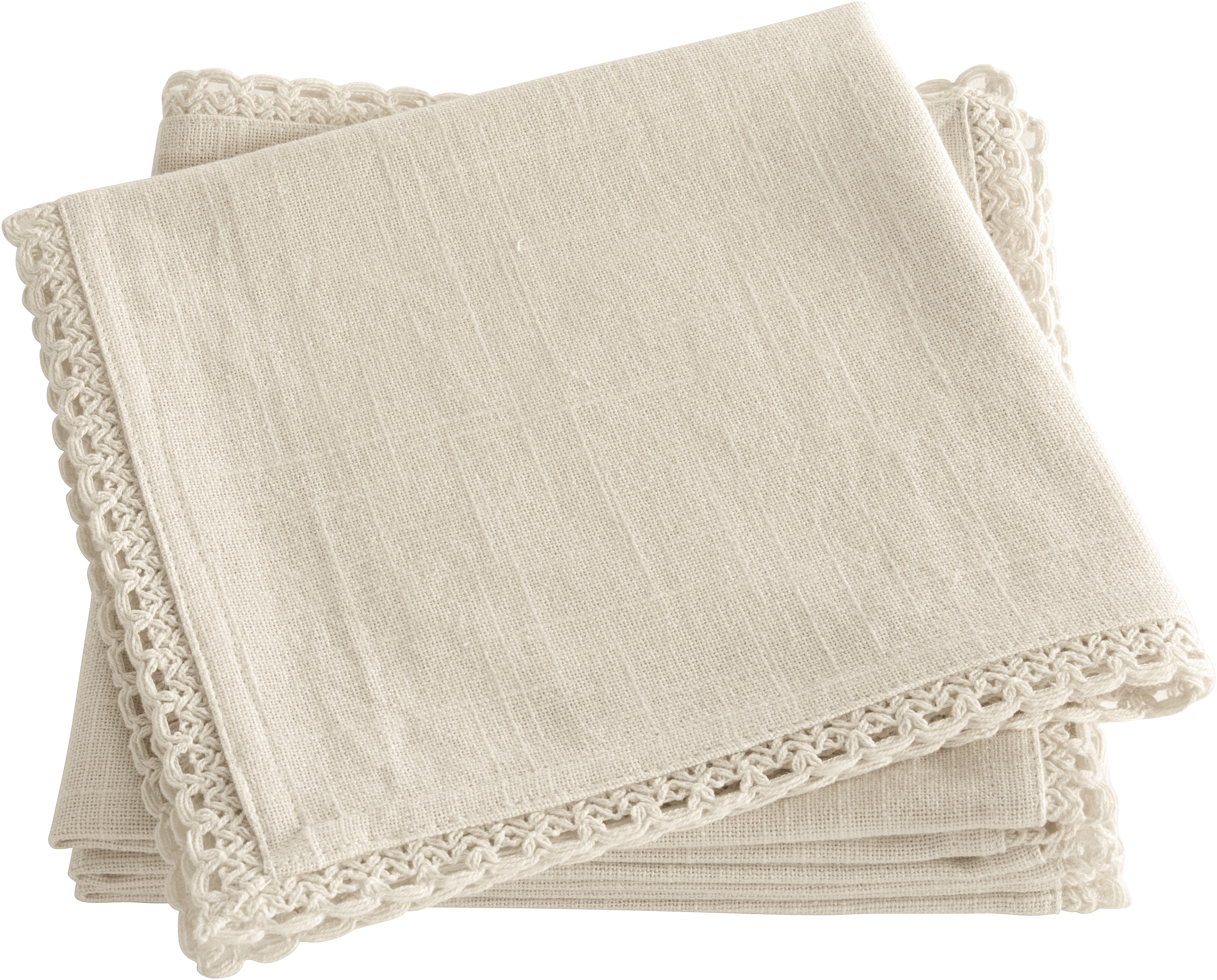 OTTO home Stoffserviette "Elyna" uni, mit Spitze, weiche Haptik, 45x45 cm, Leinenoptik, 100% Baumwolle