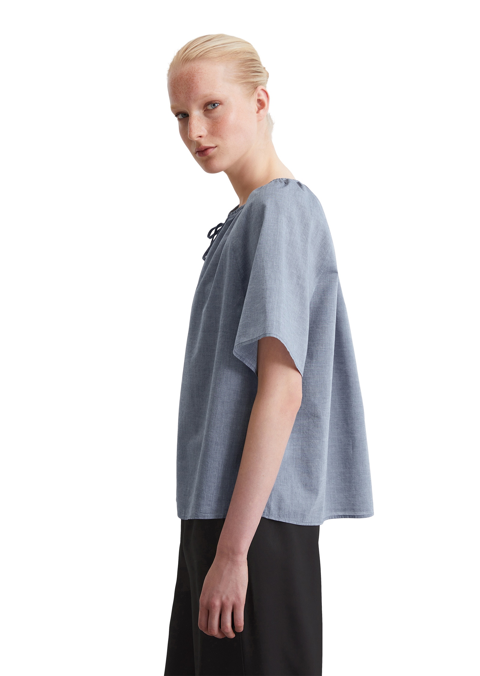 Marc O'Polo Kurzarmbluse »aus Baumwoll-Chambray«