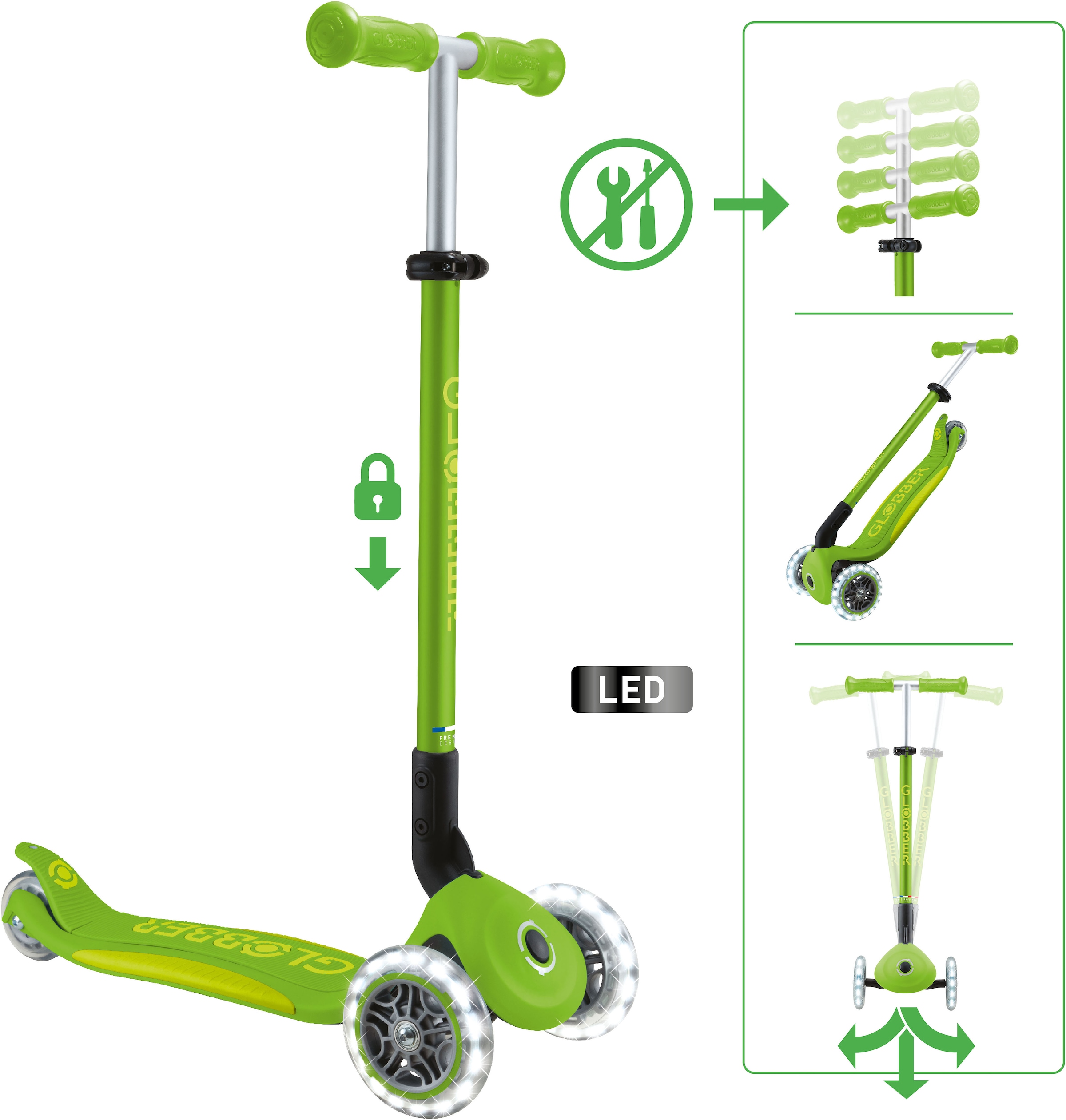 Globber Tretroller »GLOBBER ELITE LIGHTS, mit Leuchtrollen«