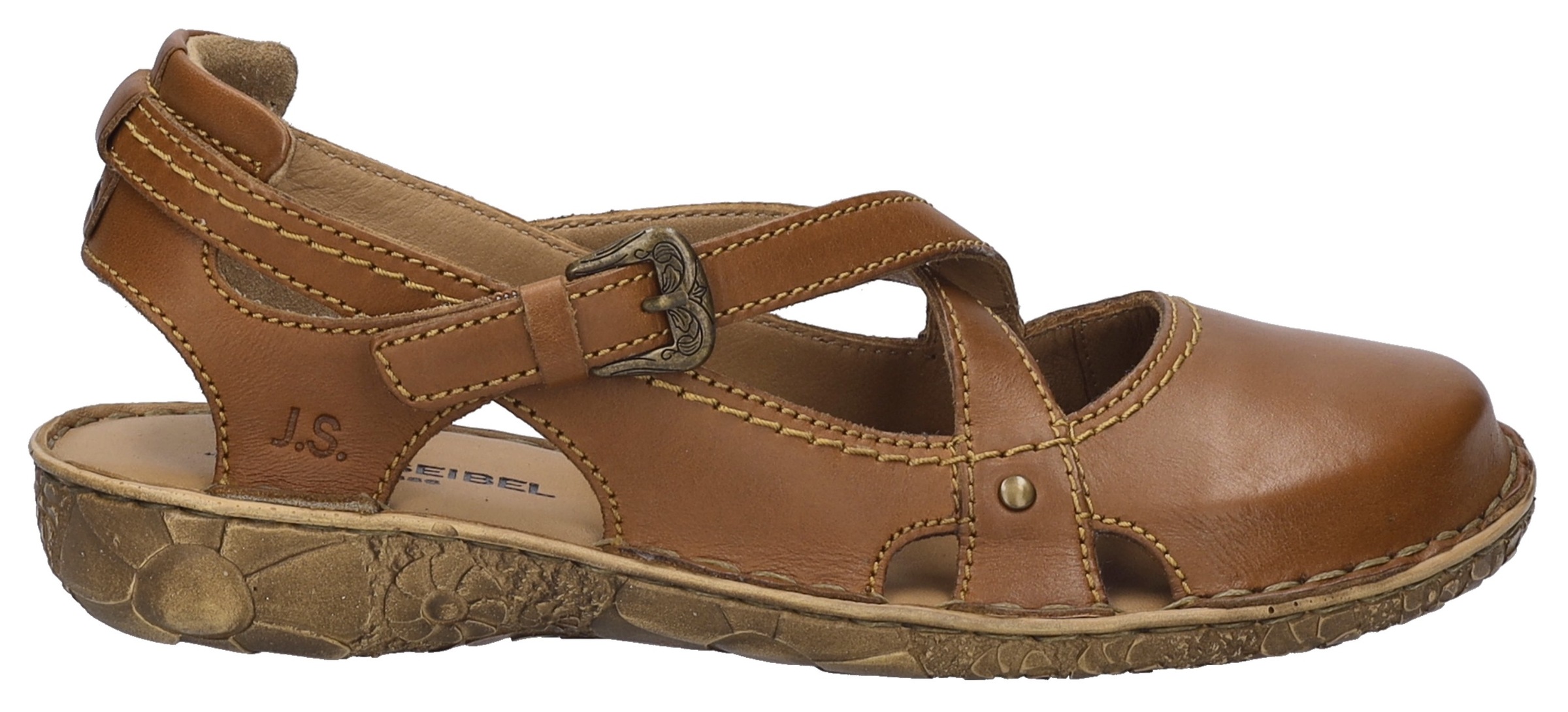 Sandale JOSEF SEIBEL "Rosalie 13", Damen, Gr. 40, braun (cognacfarben), Leder, Schuhe Sandale, Sommerschuh, Sandalette, Riemchensandale, im Used-Look 3