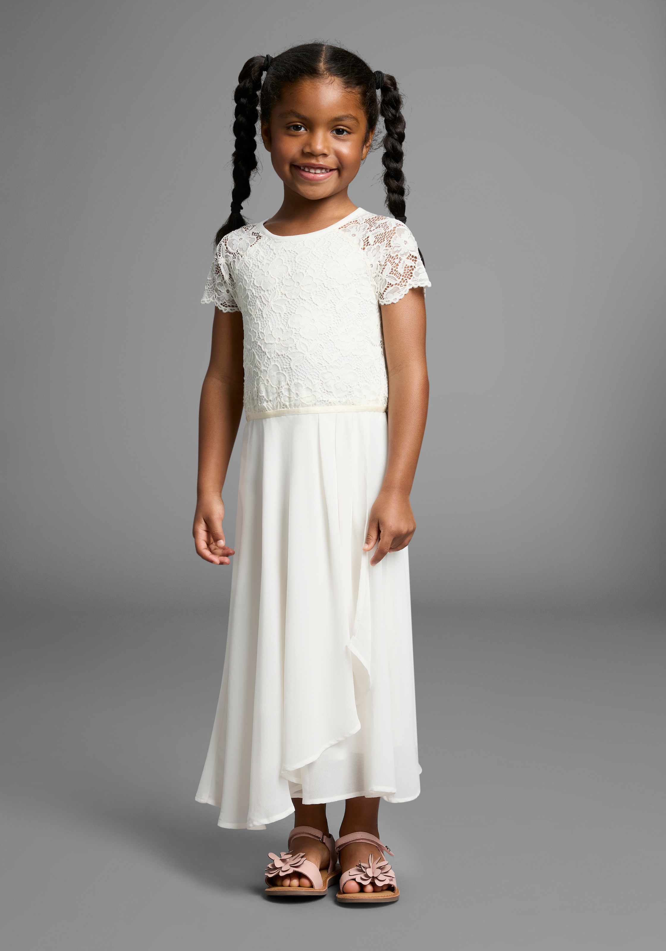 KIDSWORLD Jerseykleid »Festliches Kleid mit Spitze«, Elegantes Kleid mit Spitze und Chiffon
