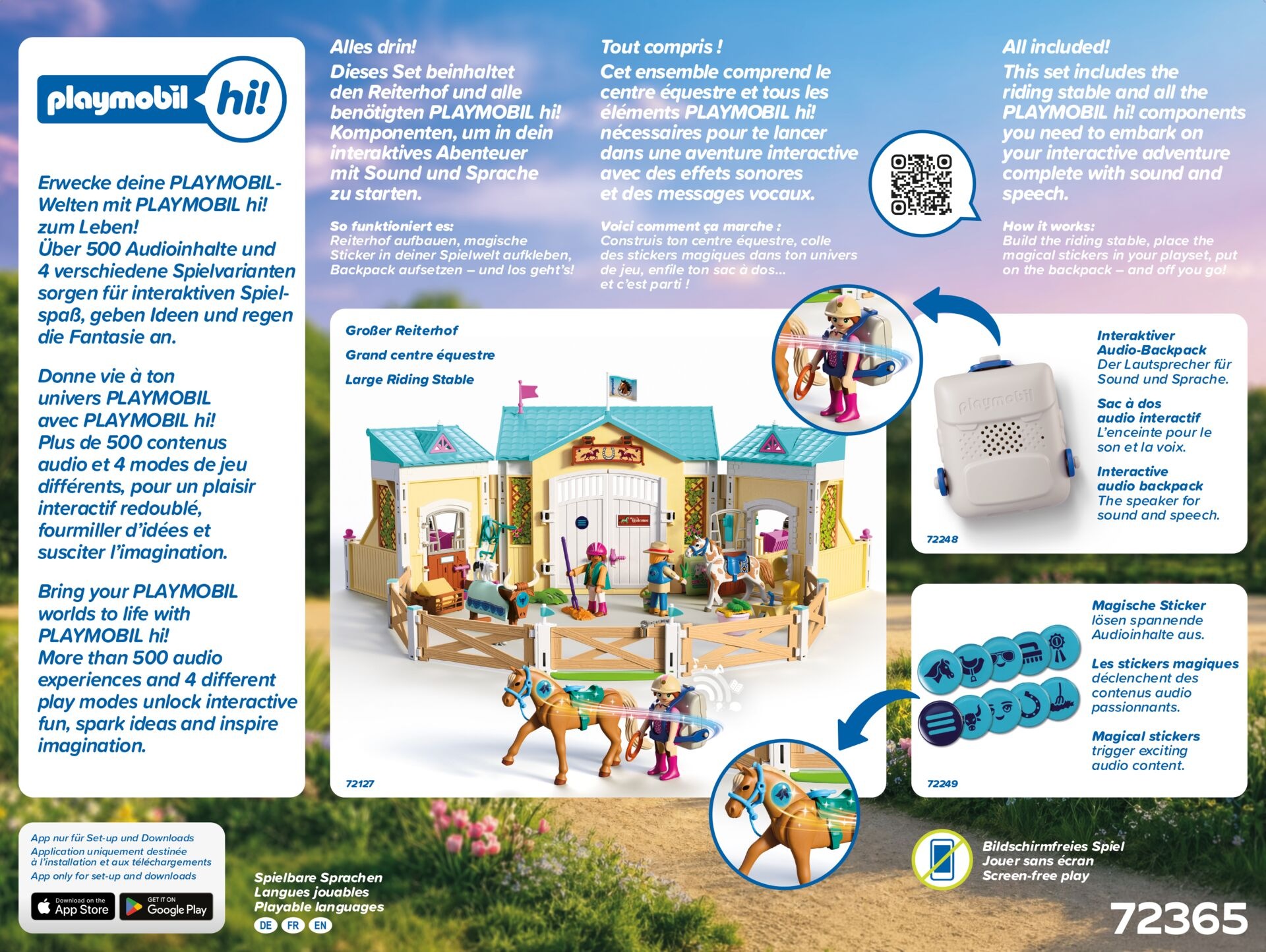 Playmobil® Konstruktions-Spielset »Playmobil Hi! Ready-To-Play Set Reiterhof (72127), I Love Horses« Made in Europe