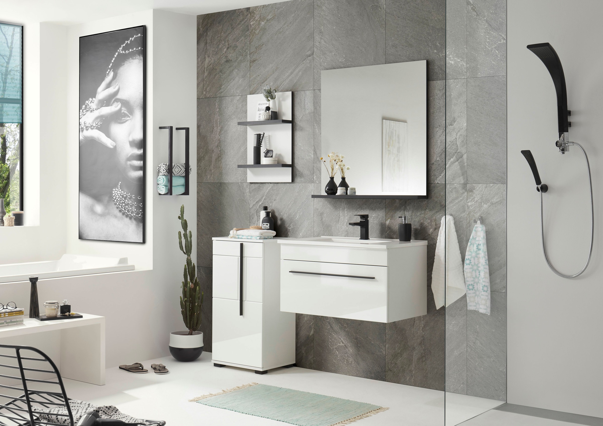 Thumbnail - INOSIGN Badmöbel-Set "Cantara, Bad im modernen Design, 4-teiliges Badezimmer" Set, 4 Stk. tlg.