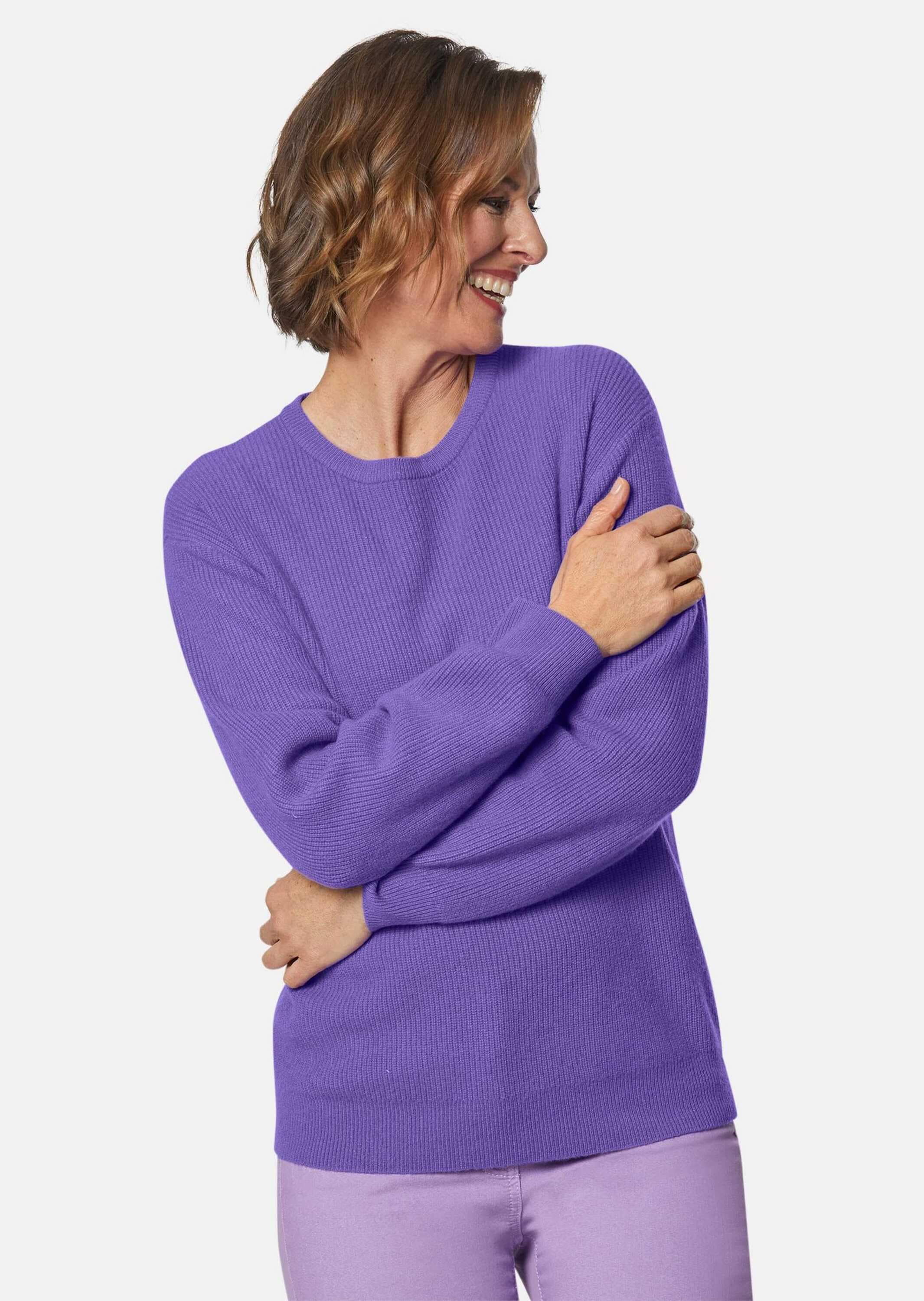 GOLDNER Strickpullover »Kurzgröße Kaschmirpullover in Patentstrick mit Rundhals«