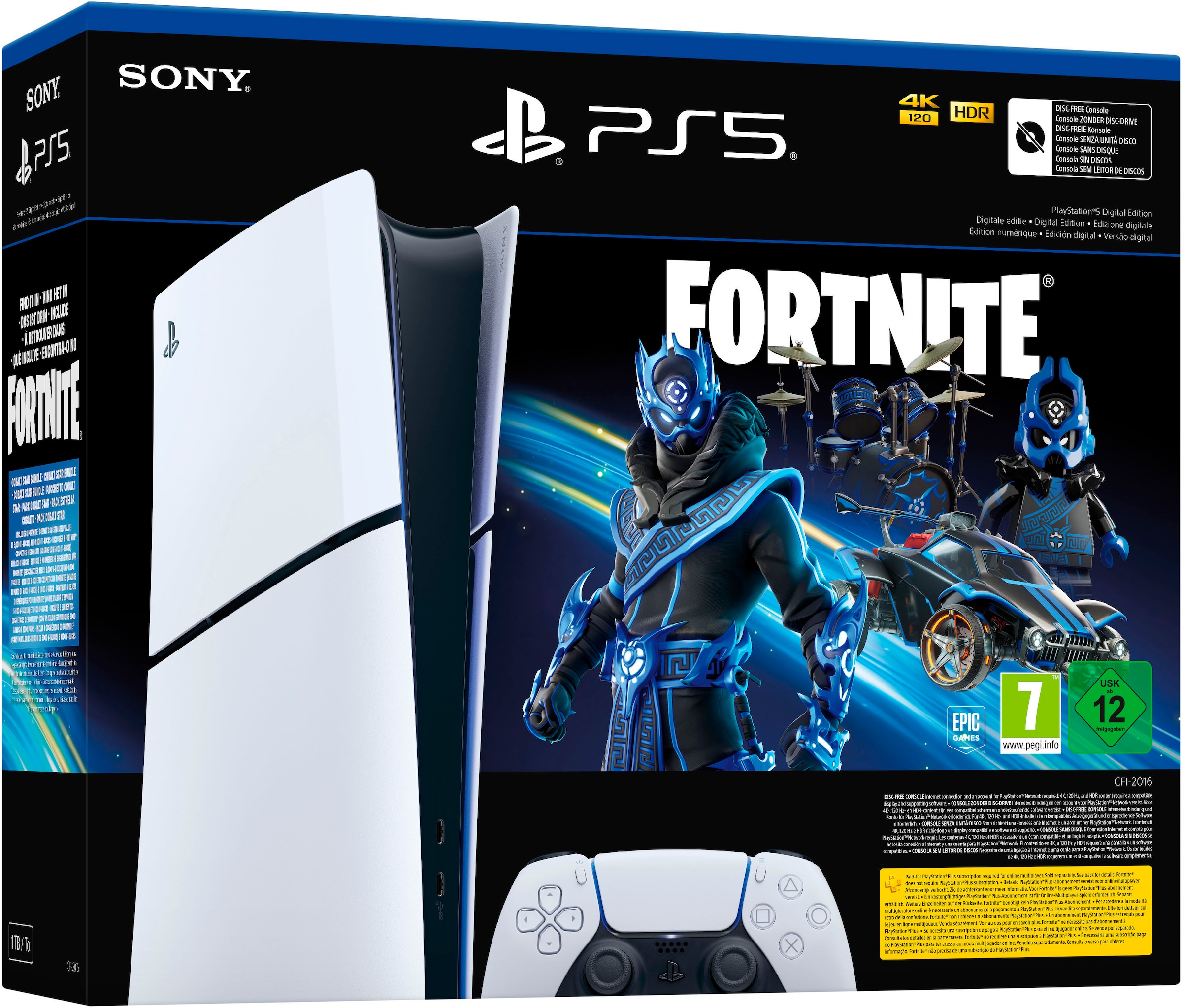 PlayStation 5 Spielekonsole »Digital Edition (Slim) – Fortnite Cobalt Star Bundle«