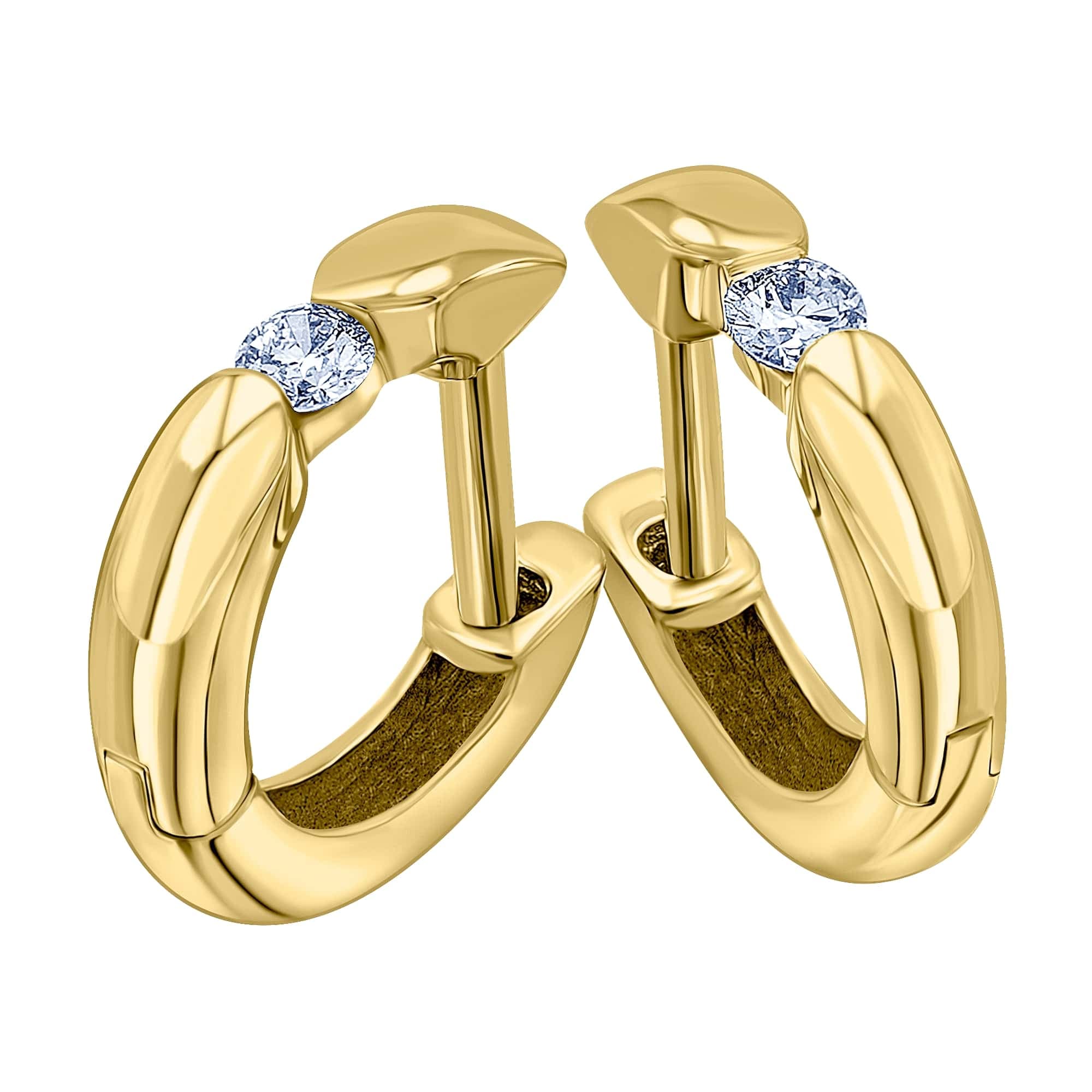 Paar Creolen »0,20 ct Diamant Brillant Ohrringe Creolen aus 585 Gelbgold«, Damen Gold...