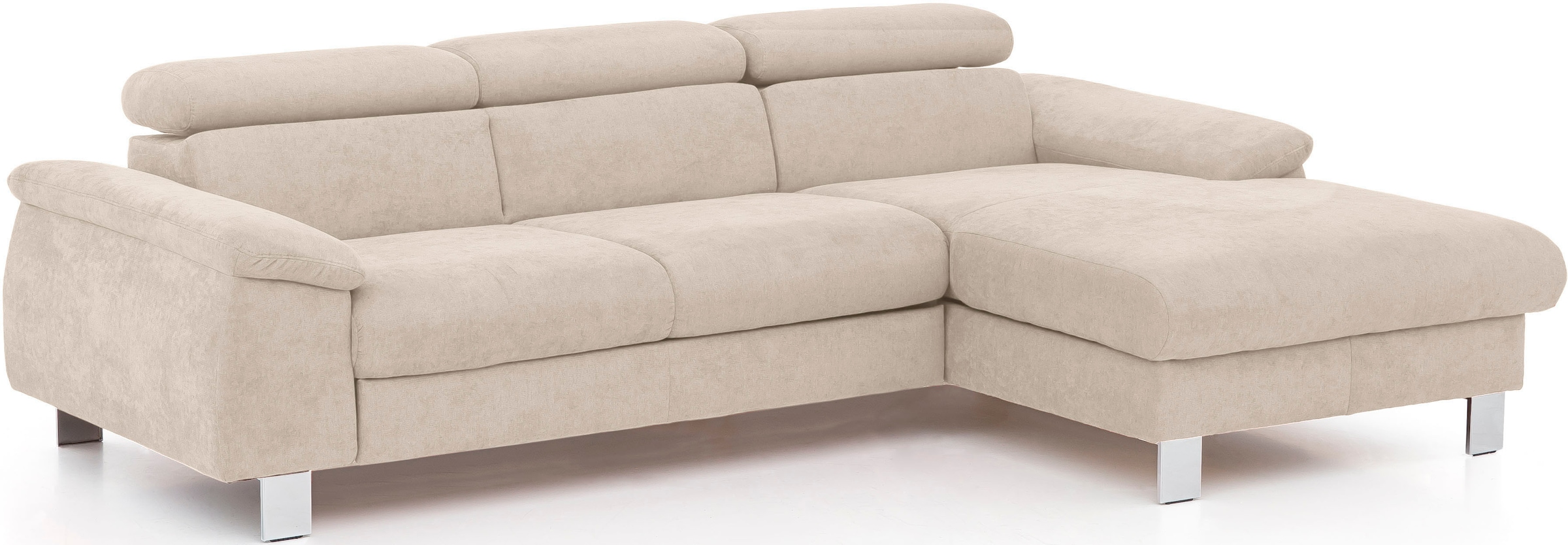 COTTA Ecksofa »Komaris L-Form, B: 244 cm« mit Kopfteilverstellung, optional Schlaffunktion, Bettkasten & Licht