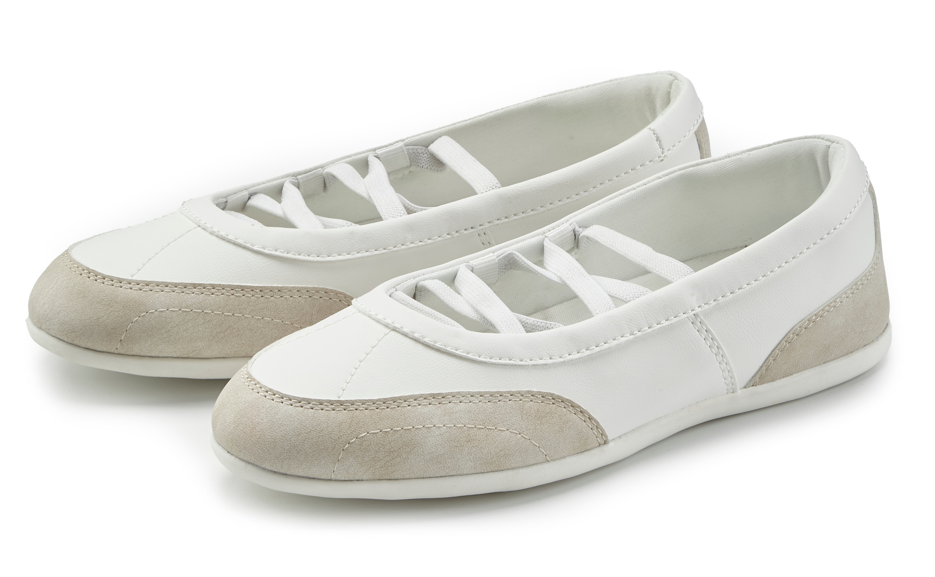 LASCANA Ballerina "Freizeitschuh, Slipper, Halbschuh, Slip-On-Sneaker, Ballerina" zum Reinschlüpfen mit elastischen Bändern VEGAN