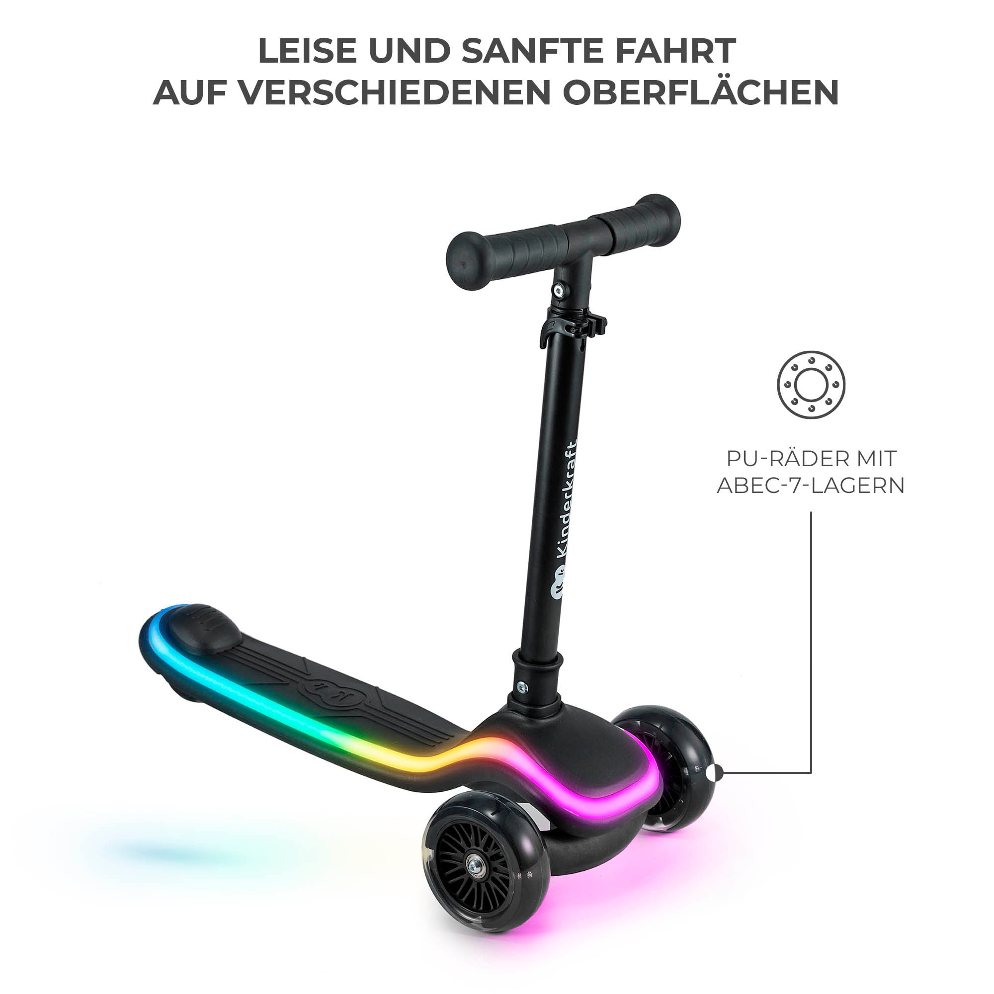 Kinderkraft Tretroller »RAKET«, für Kinder; mit Bremse und leuchtenden Vorderrädern