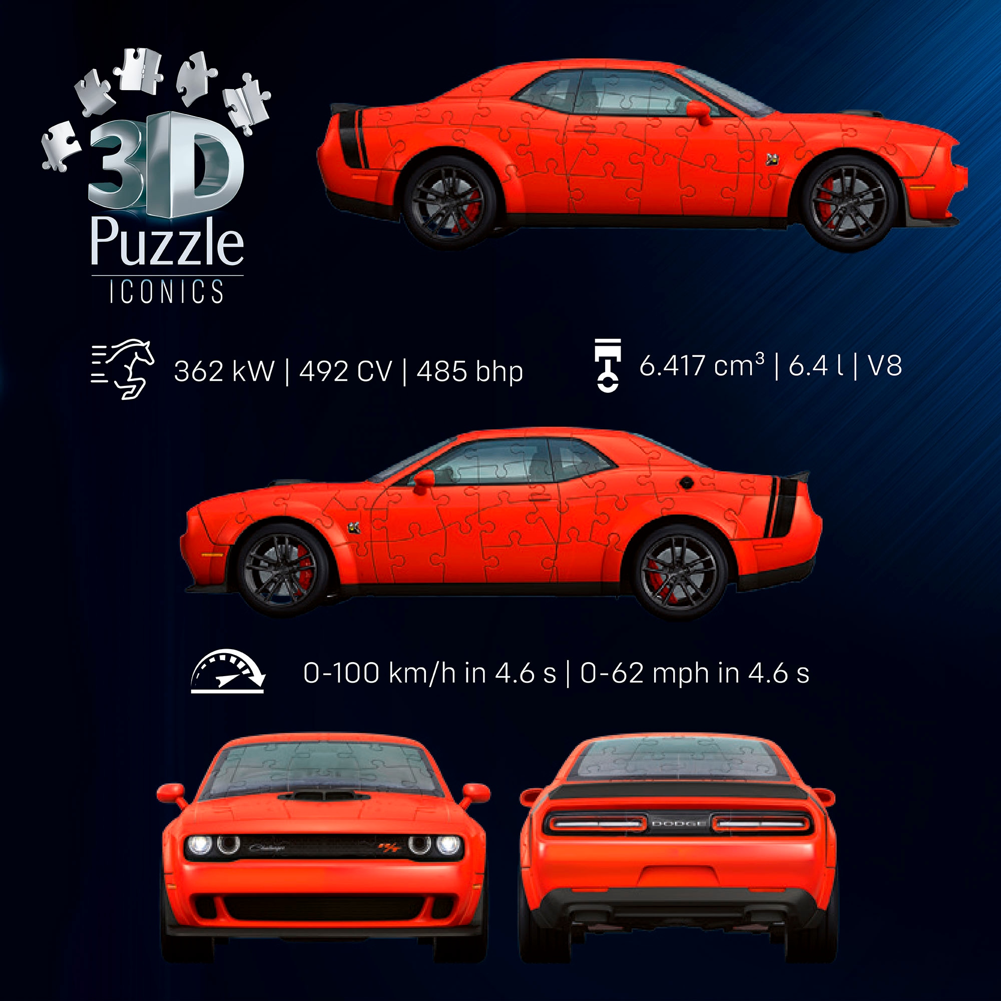 Ravensburger 3D-Puzzle »Iconics: Dodge Chall. R/T Scat Pack Widebody«, Made in Europe