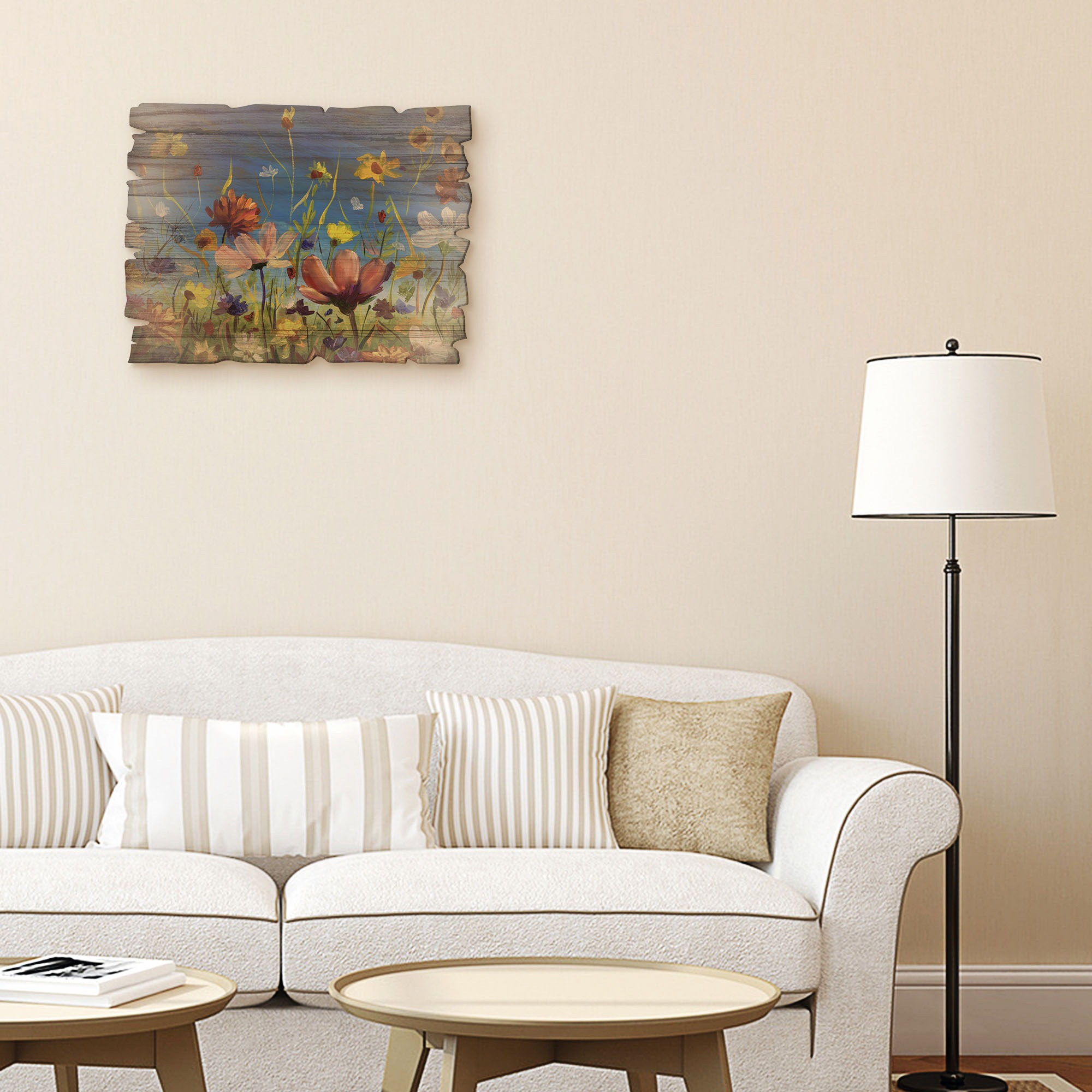 Artland Holzbild "Wildblumenwiese blauer Himmel" Blumenwiese 1 Stk. tlg. günstig online kaufen