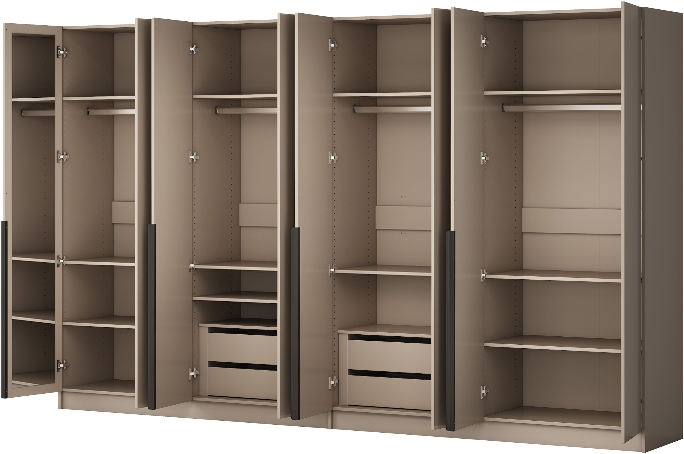 OTTO home Kleiderschrank »Annor Schlafzimmerschrank Breite 323 cm hochglanz Schrank Garderobe« Drehtürenschrank mit perfekter Innenausstattung - elegante Türgriffe