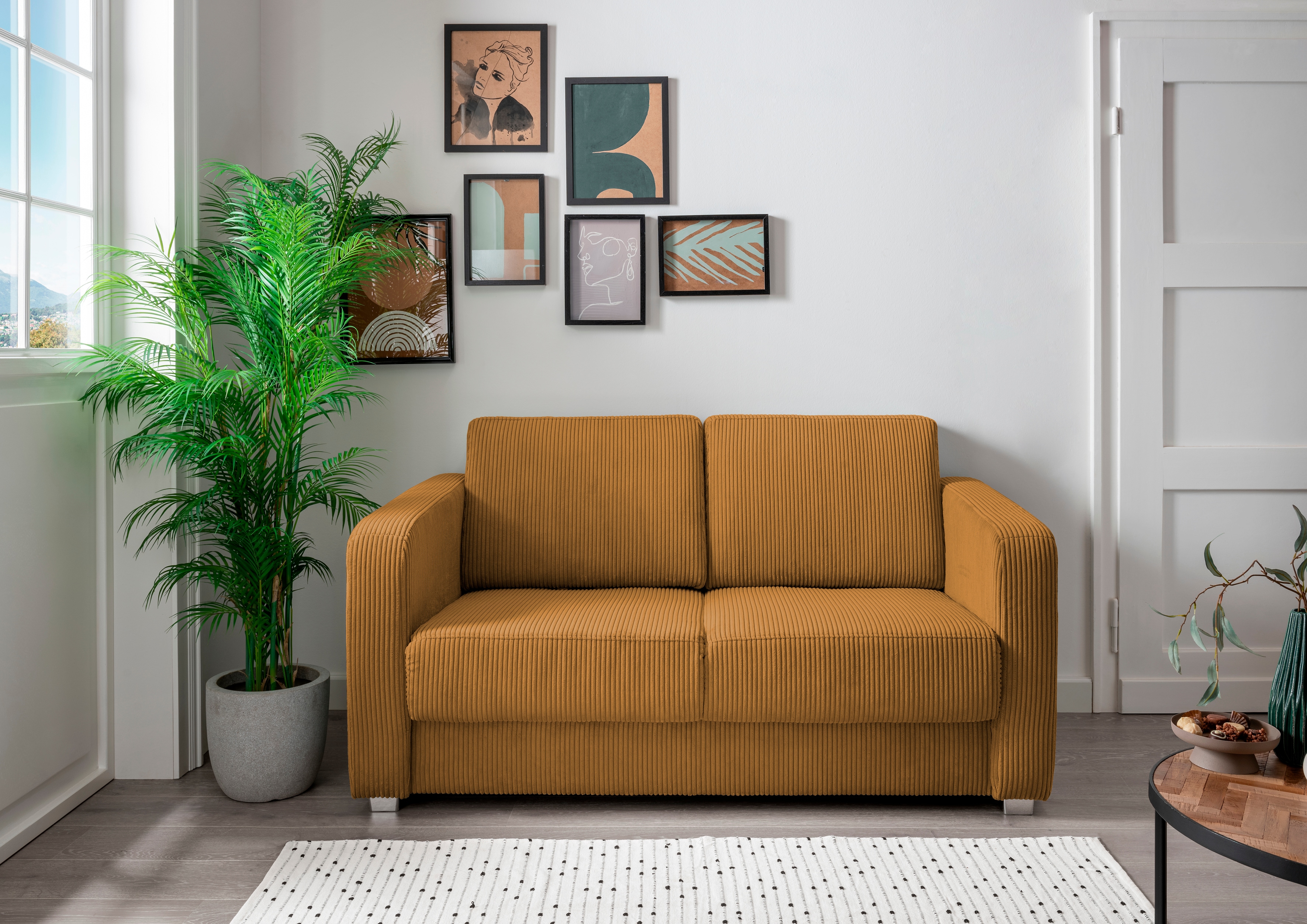 Home affaire Schlafsofa "MIA modern und bequem, schmale Armlehnen, Einzelauszug" zwei verschiedene Fußfarben wählbar
