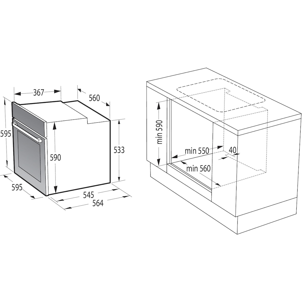 GORENJE Elektro-Herd-Set »Pacific Herd-Set Pyrolyse 2021«, BCPSB737OTX, mit 1-fach-Teleskopauszug, ecoClean