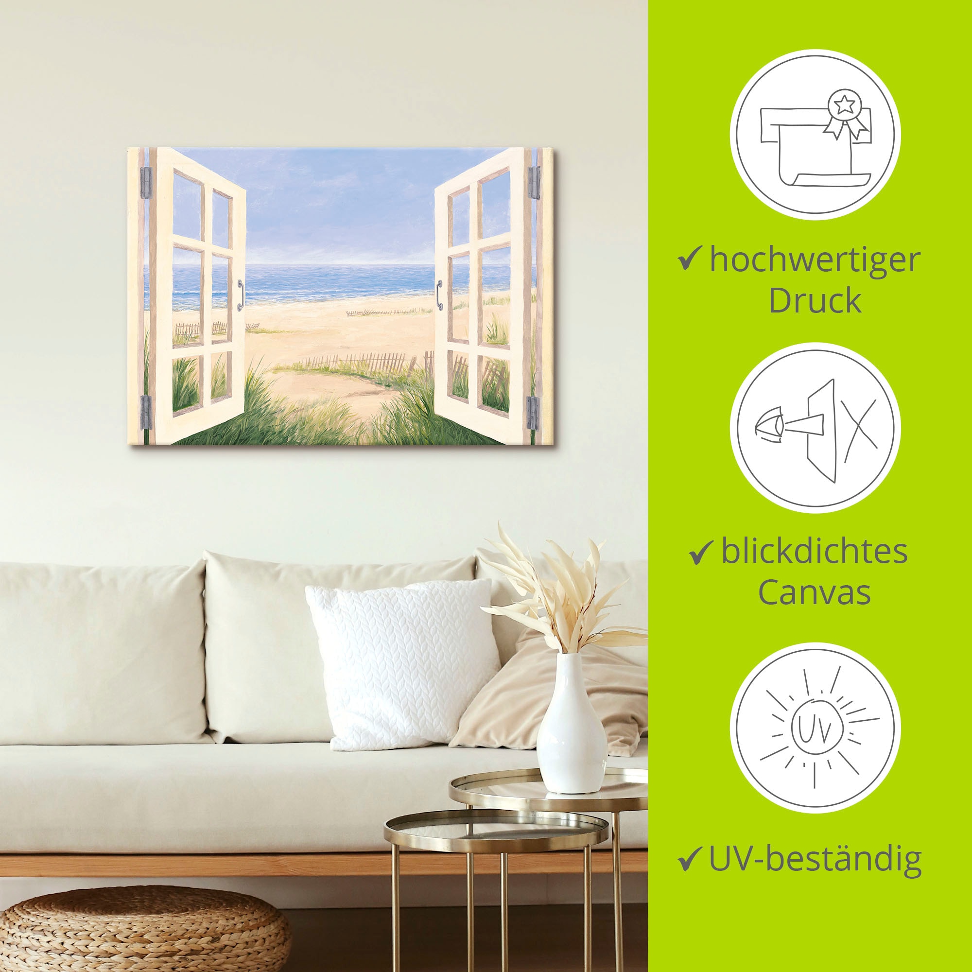 Artland Wandbild »Fensterblick Frühlingsmorgen«, Fensterblick, (1 St.), als Alubild, Outdoorbild, Leinwandbild, Wandaufkleber, versch. Größen