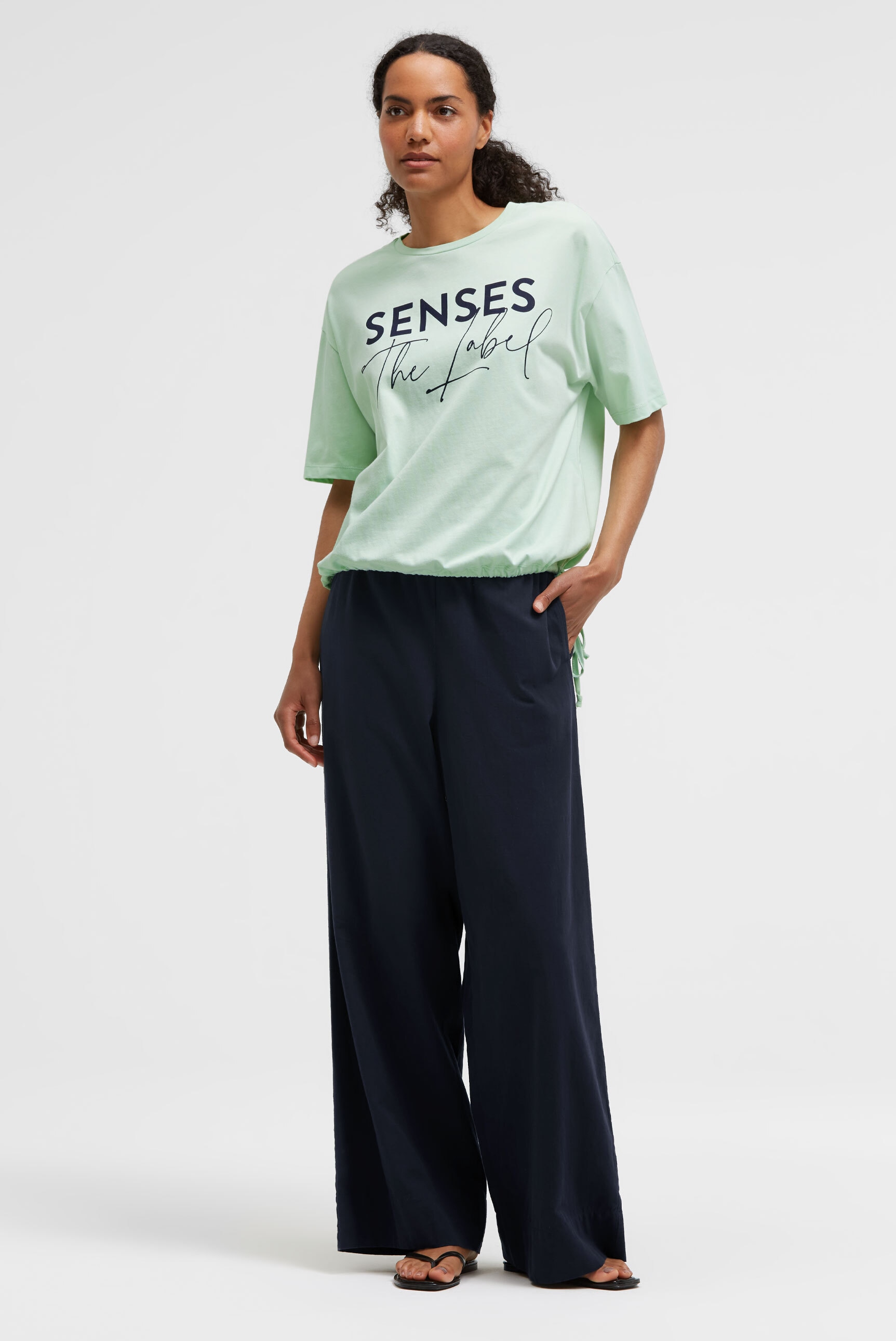 SENSES.THE LABEL Rundhalsshirt mit Bindeband am Saum