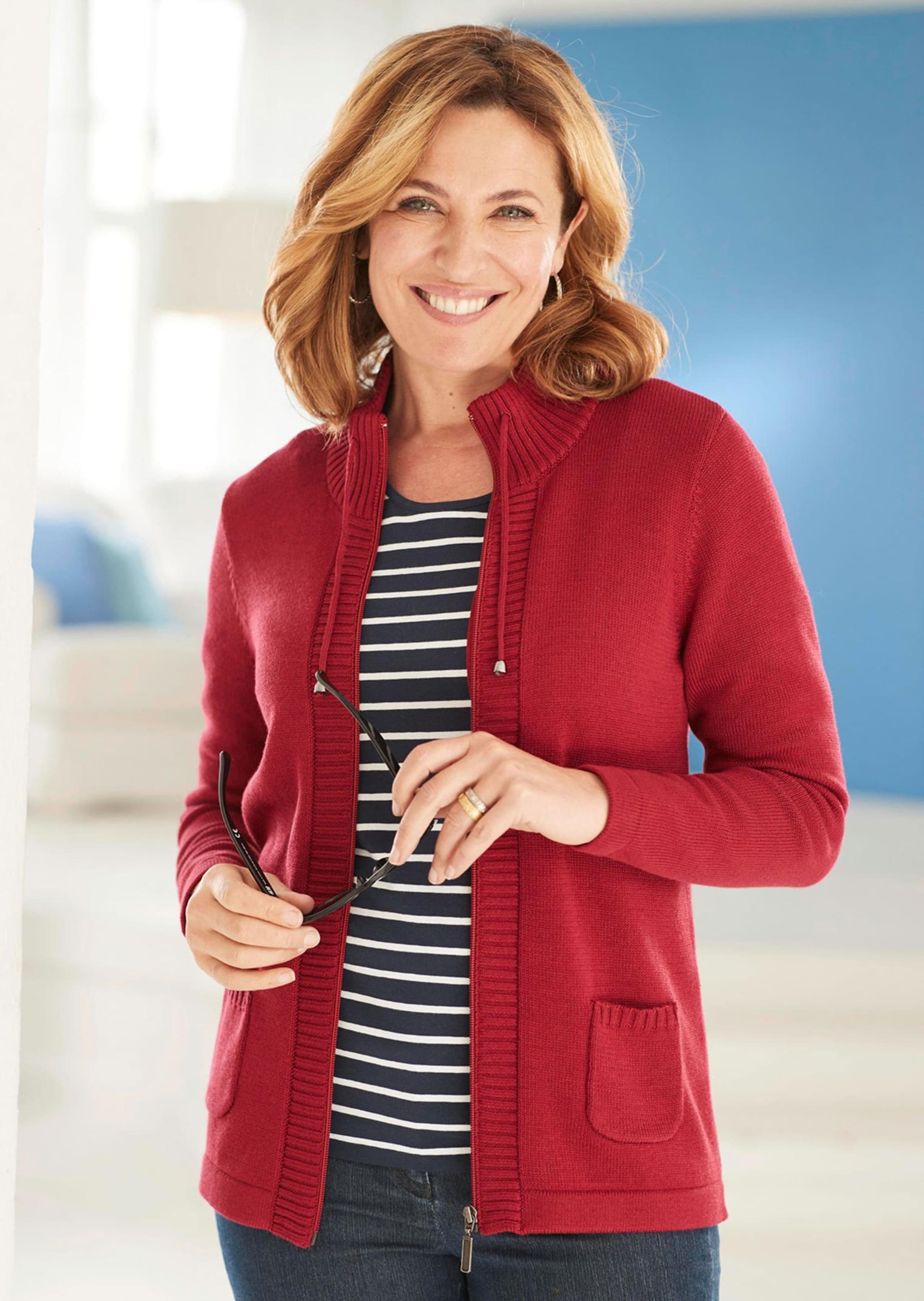 GOLDNER Strickjacke "Kurzgröße Sportliche Strickjacke" günstig online kaufen