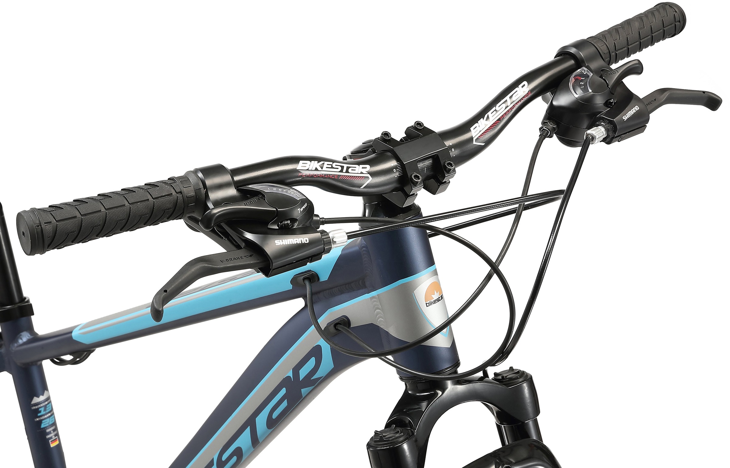 Bikestar Mountainbike, 21 Gang, Shimano, RD-TY300 Schaltwerk, Kettenschaltung, für Damen und Herren, Kettenschaltung