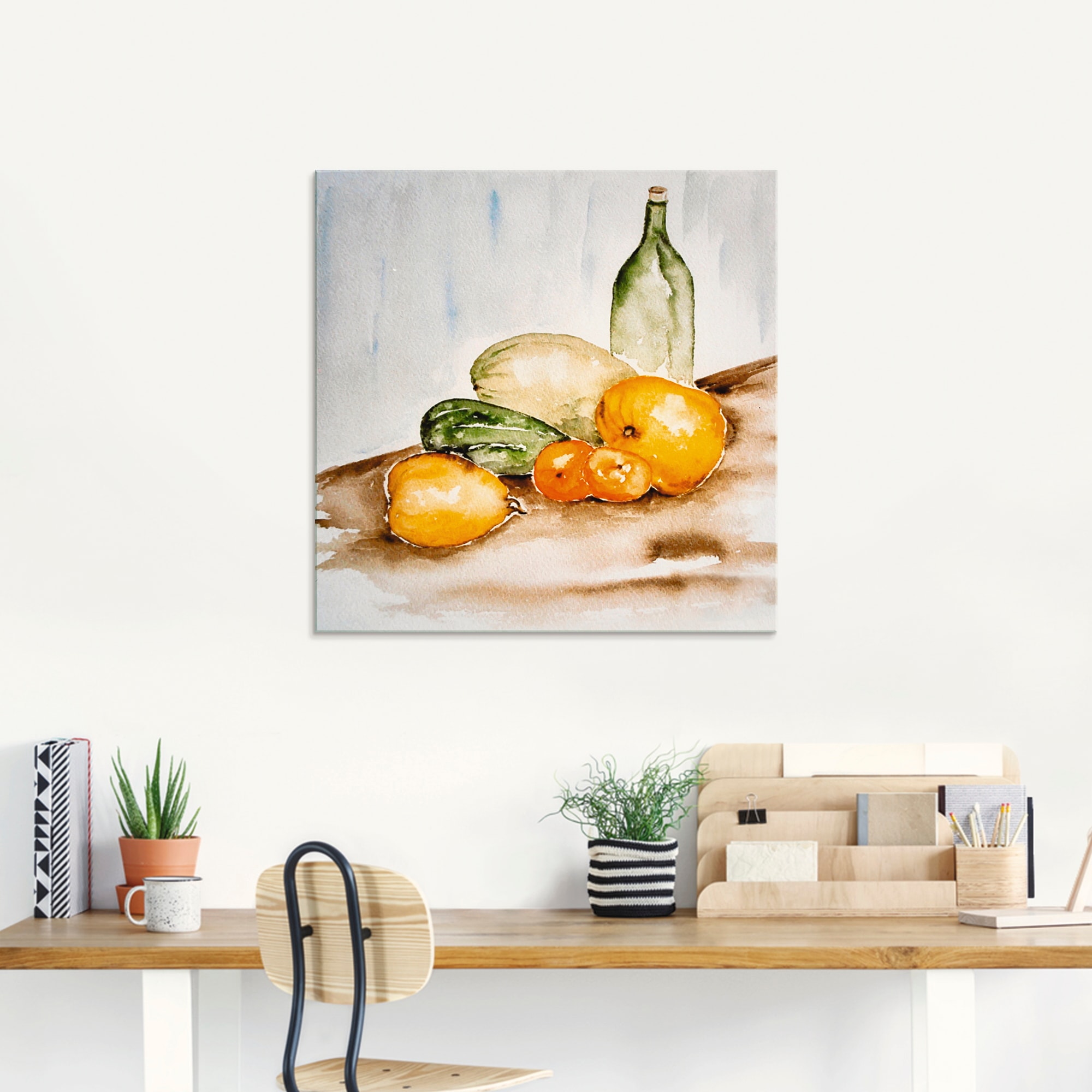 Artland Glasbild »Obst und Gemüse Aquarell«, Lebensmittel, (1 St.), in verschiedenen Größen