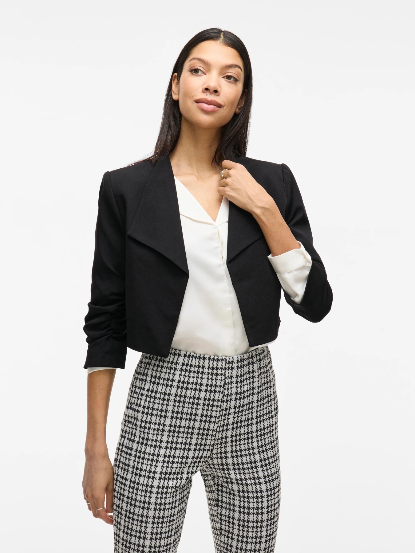 Vila Kurzblazer "VIHER BIN CROPPED BLAZER - NOOS" Materialmix, loose fit