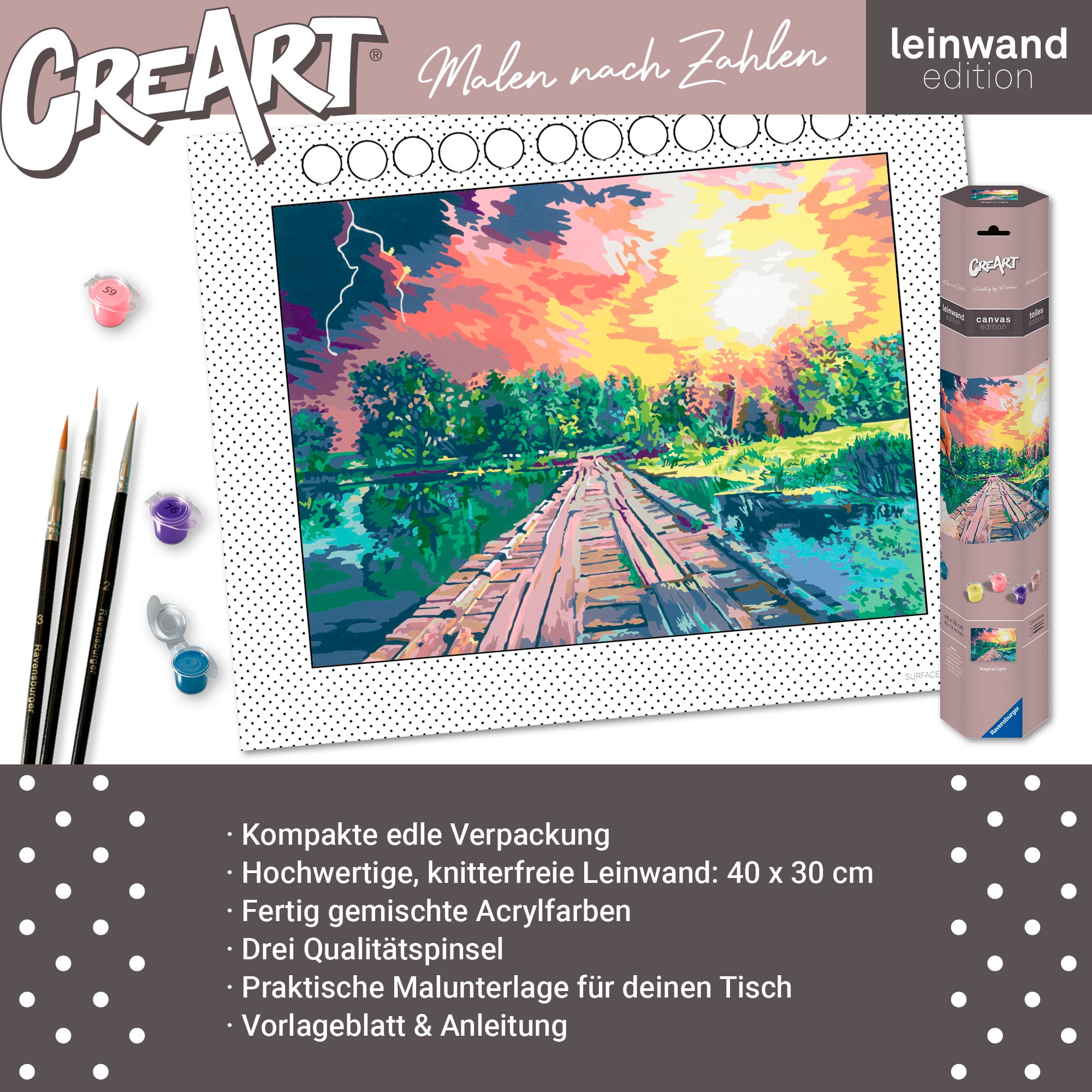 Ravensburger Malen nach Zahlen »CreArt, Leinwand Magisches Licht«, Made in Europe