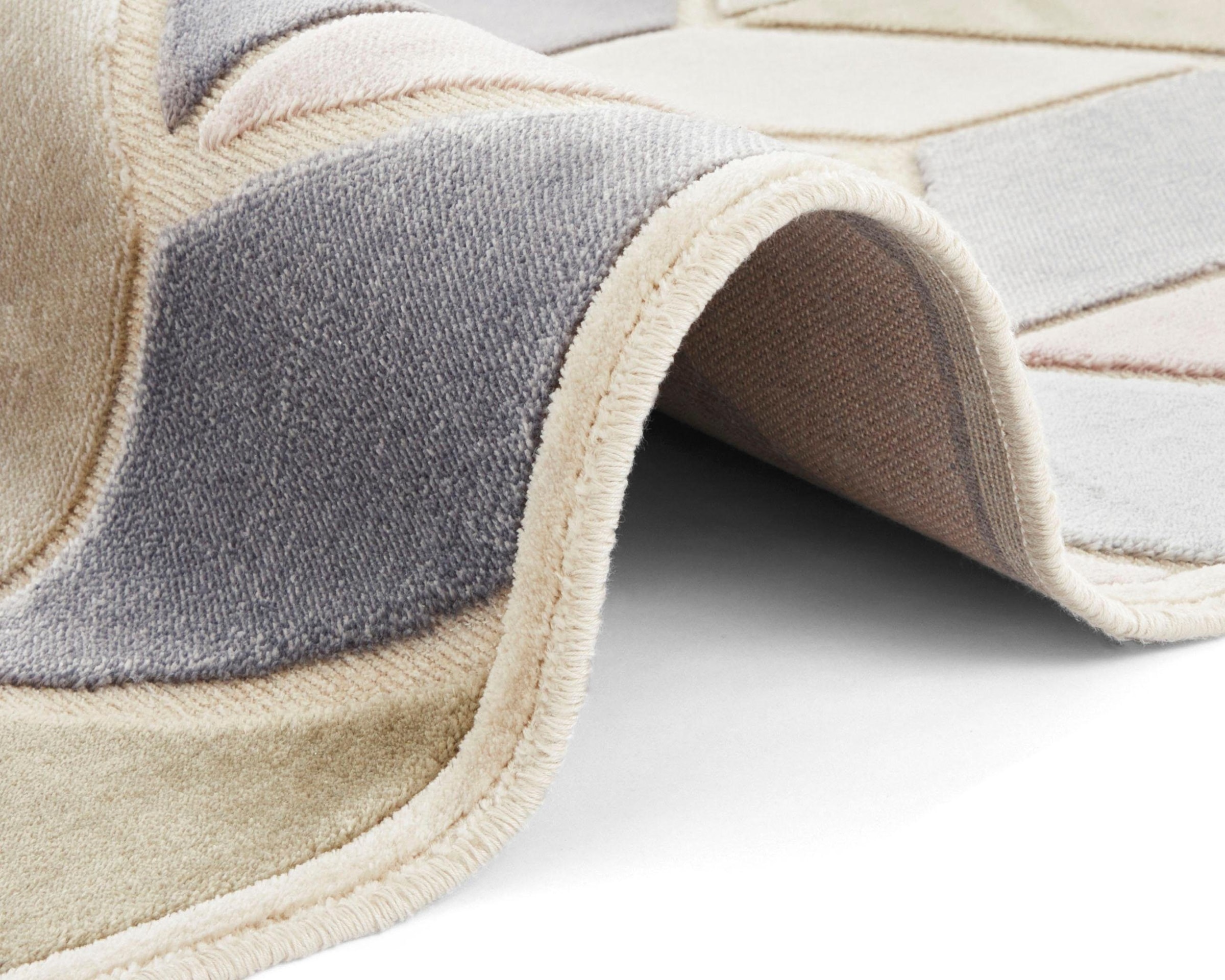 ELLE DECORATION Teppich »Loire«, rechteckig, 8 mm Höhe, Kurzflor, Velour, Geometrisches Muster, Hoch-Tief Struktur