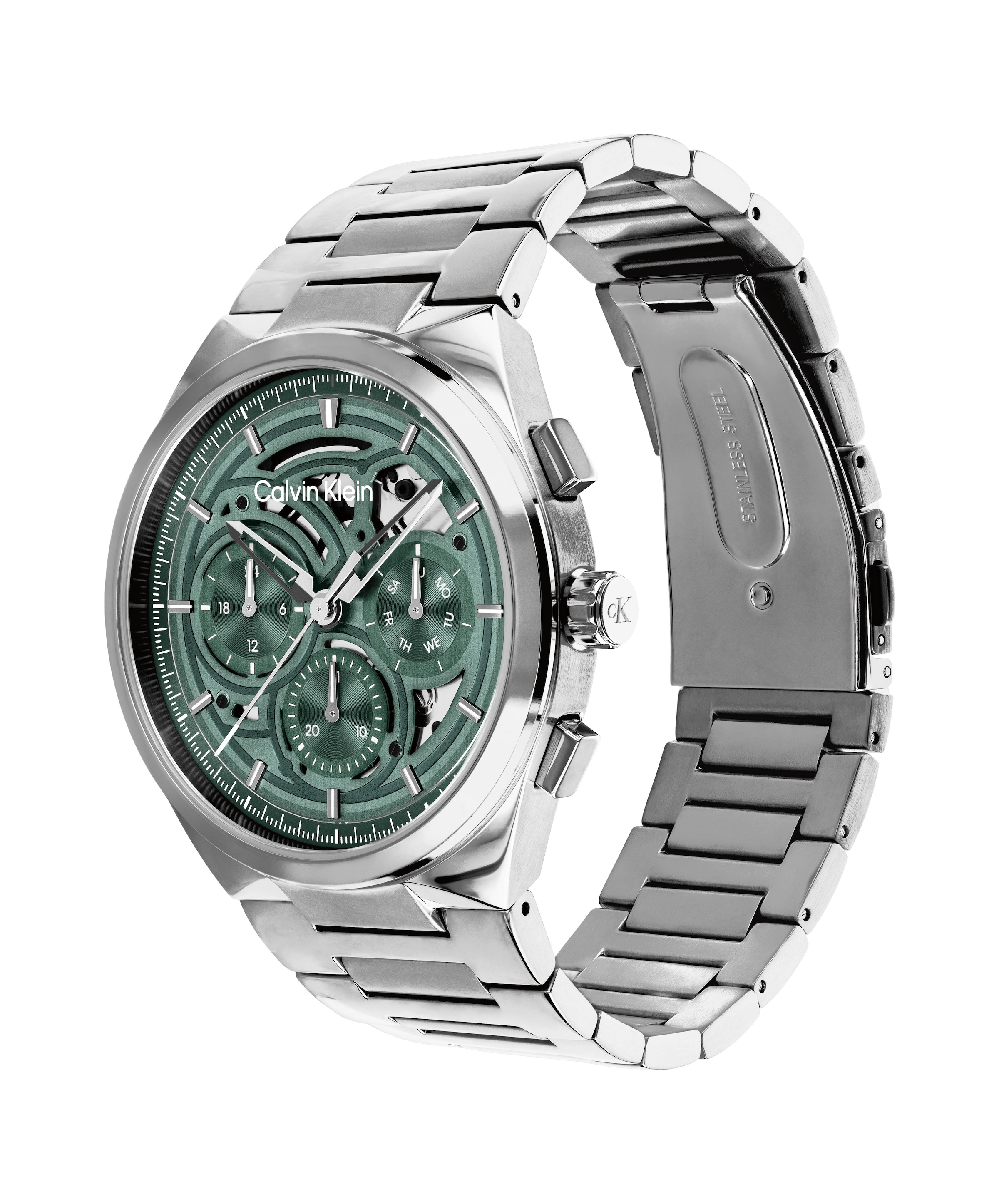 Calvin Klein Multifunktionsuhr »DISTINGUISH SKELETON« Quarzuhr, Armbanduhr, Herrenuhr, Edelstahlarmband, analog