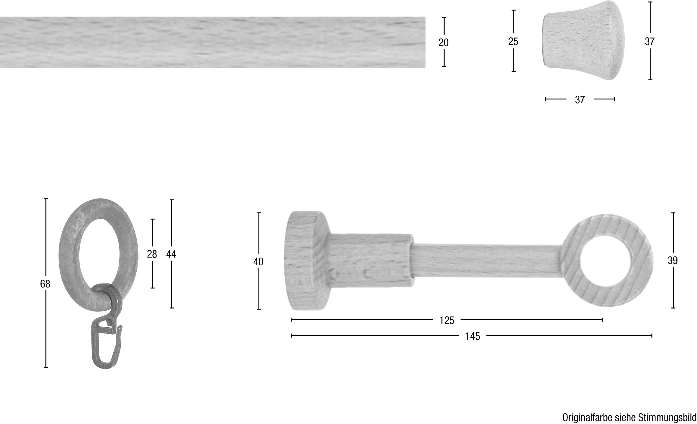 Thumbnail - GARESA Gardinenstange "Sandri Vollrund, Endknopf Reno" 1 läufig-läufig Wunschmaßlänge;Träger;Endstücke;Befestigungsmater...