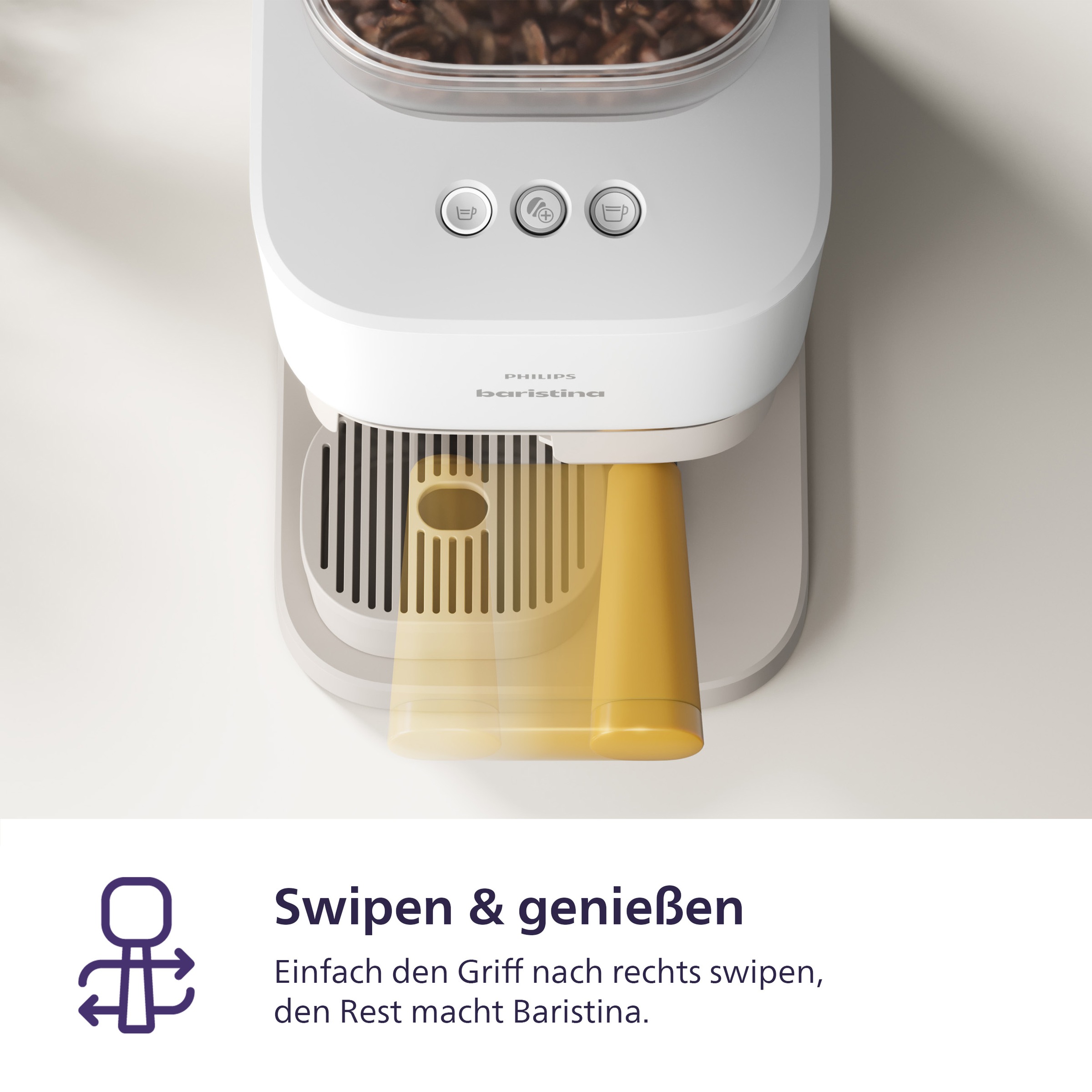 PHILIPS baristina Espressomaschine »BAR302/20 mit Mahlwerk für ganze Bohnen«, 16 bar Pumpendruck, Naturweiß/Eschenholz