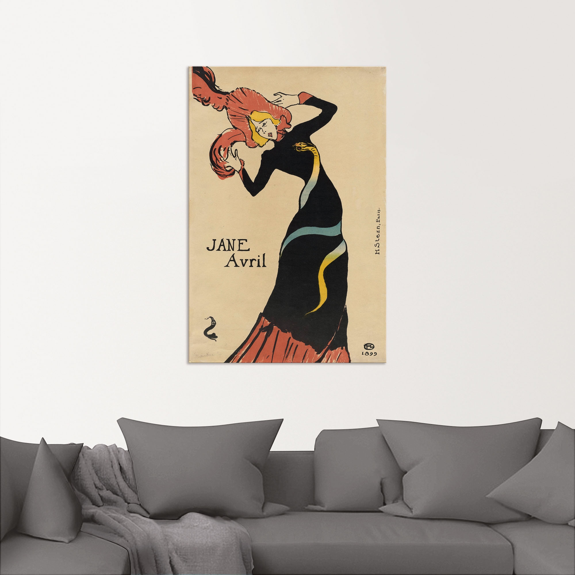 Artland Kunstdruck »Jane Avril (Plakat). 1899«, Ausstellungsplakate, (1 St.), als Alubild, Leinwandbild, Wandaufkleber oder Poster in versch. Größen